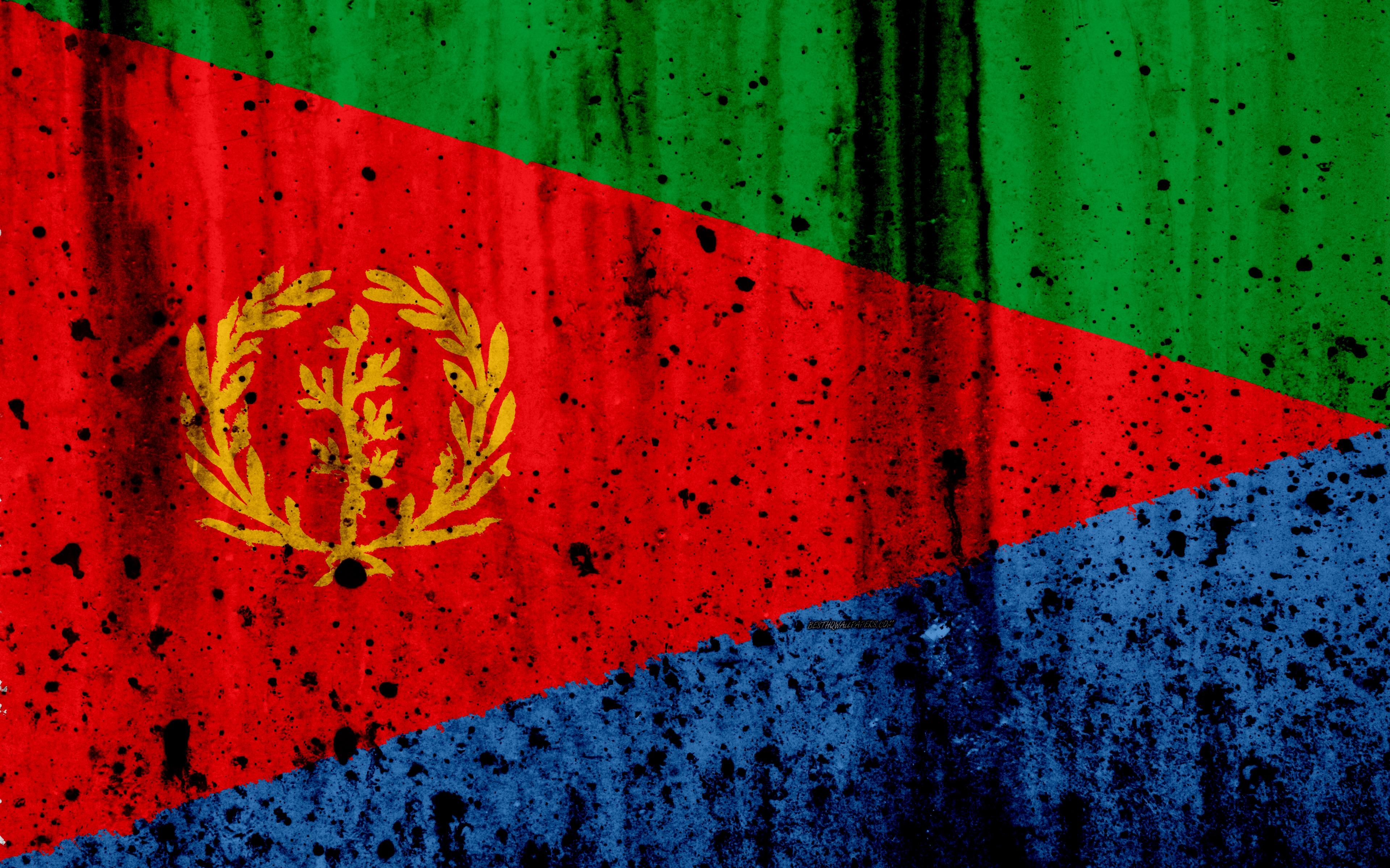 3840x2400 Download wallpaper Eritrea flag, 4k, grunge, flag of Eritrea, Desktop