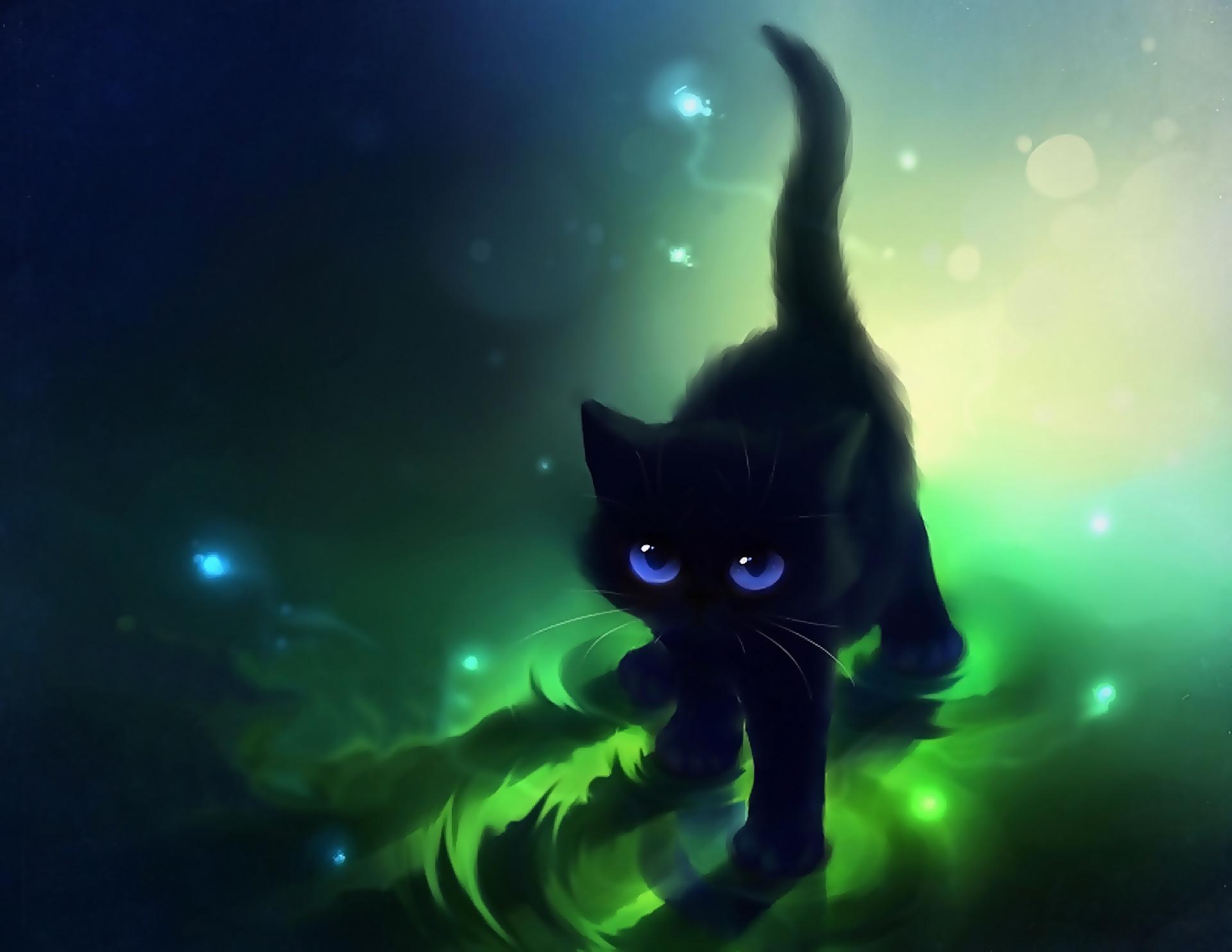 1920x1490 Good Black Cat Wallpaper Drawings, Desktop