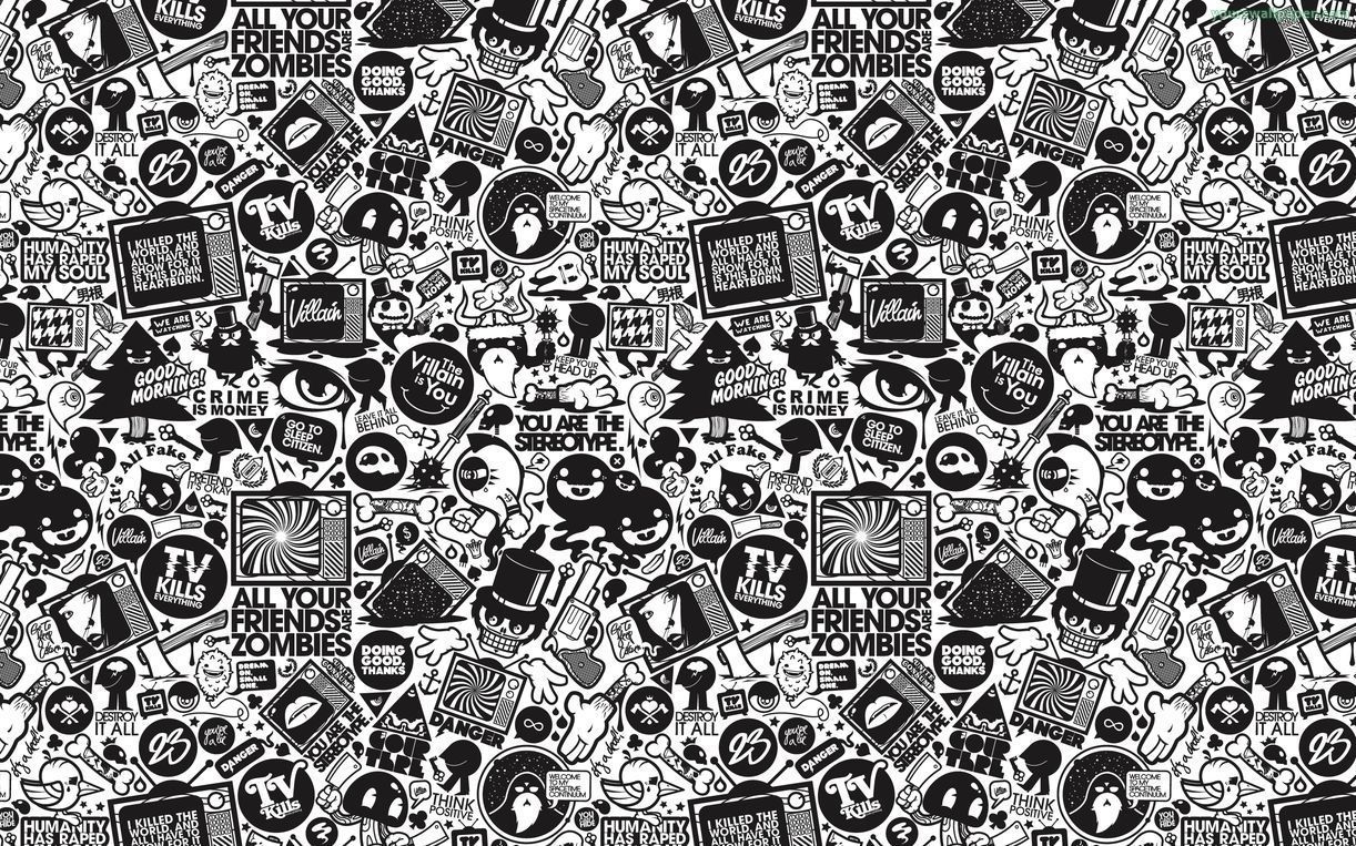 1230x770 Black and White Doodle Wallpaper Free Black and White Doodle Background, Desktop