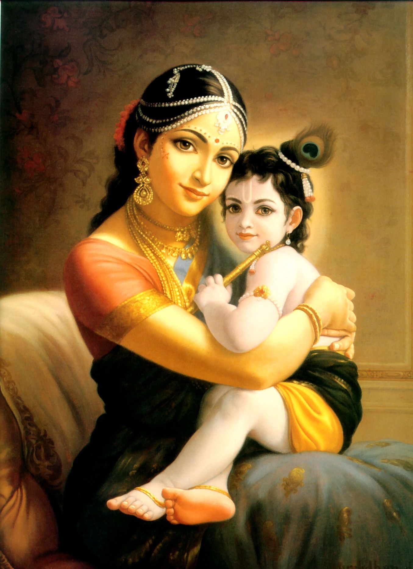 1360x1870 Mother Yasoda Binds Krishna. Yashoda krishna, Baby krishna, Krishna janmashtami, Phone