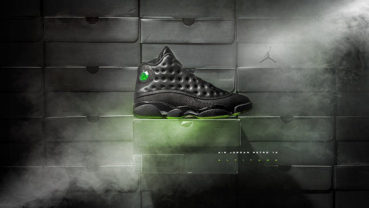 1200x680 ShoePalace.com JORDAN RETRO 13 ALTITUDE (BLACK ALTITUDE GREEN) FREE SHIPPING, Desktop