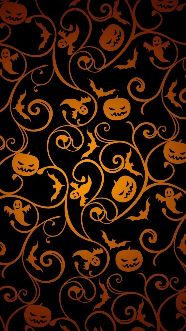 750x1340 Orange Halloween Wallpaper, Phone