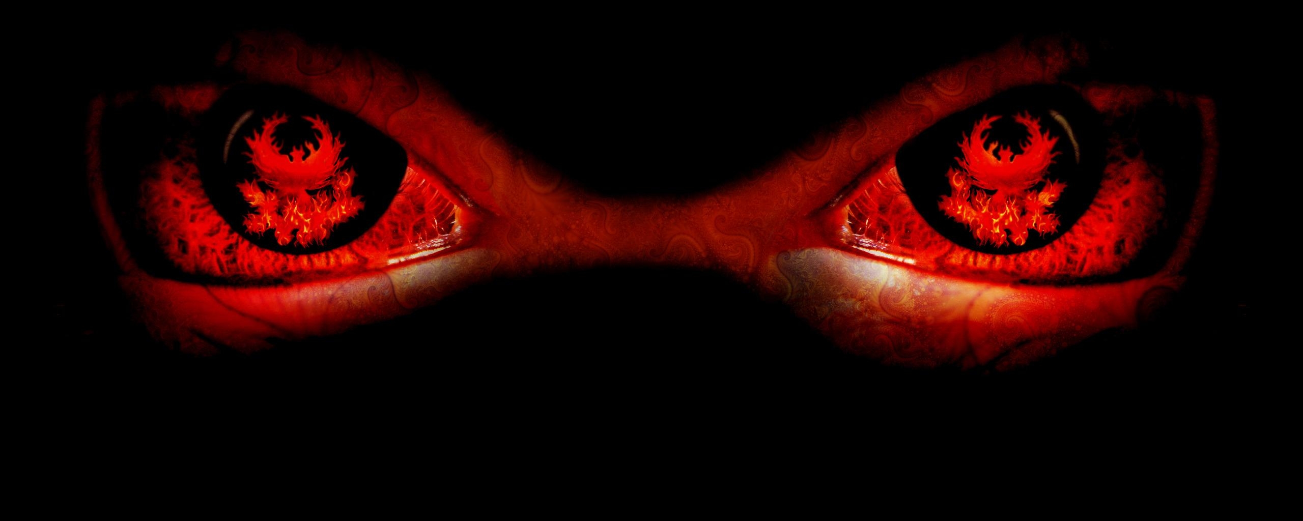 2560x1030 Evil Red Eyes In The Dark #traffic Club, Dual Screen