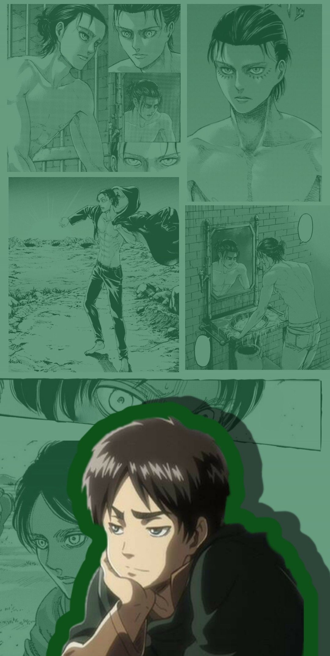 1080x2150 Eren Jaeger Green Wallpaper, Phone