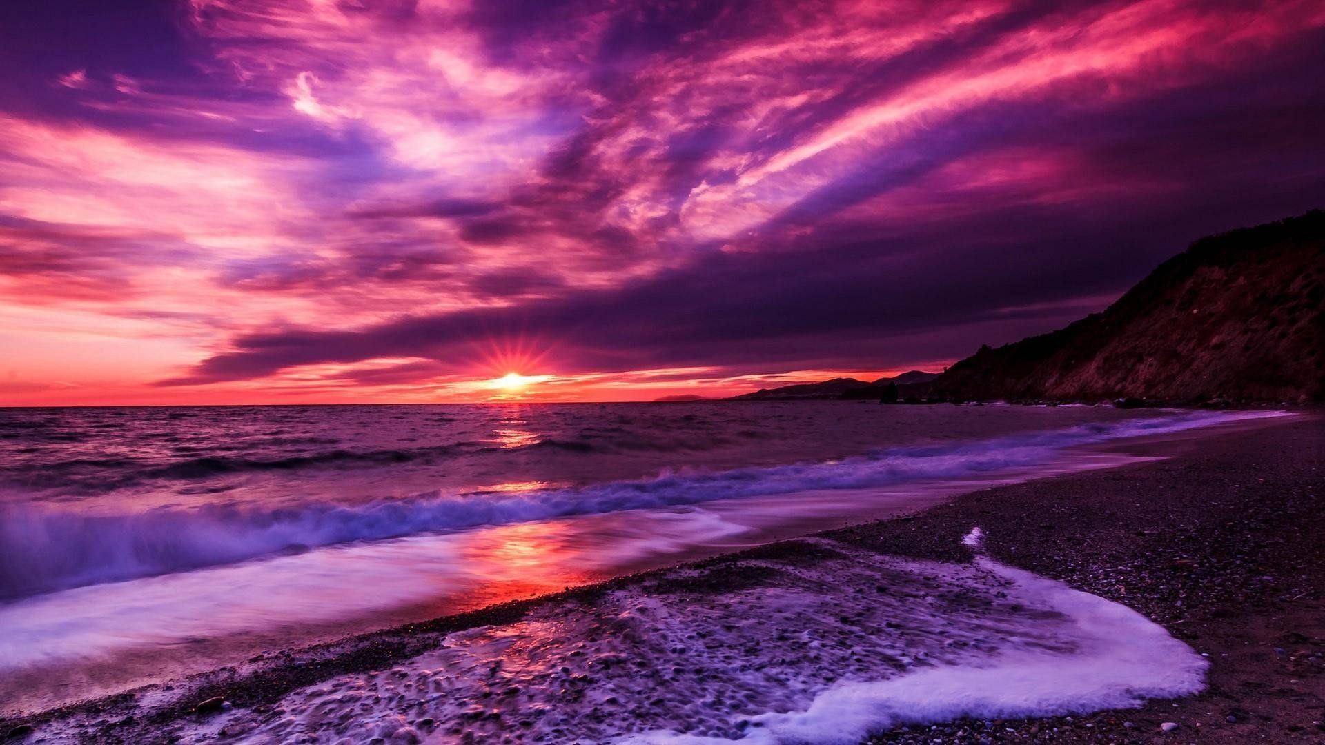 1920x1080 Purple Beautiful Sunset Wallpaper, Desktop