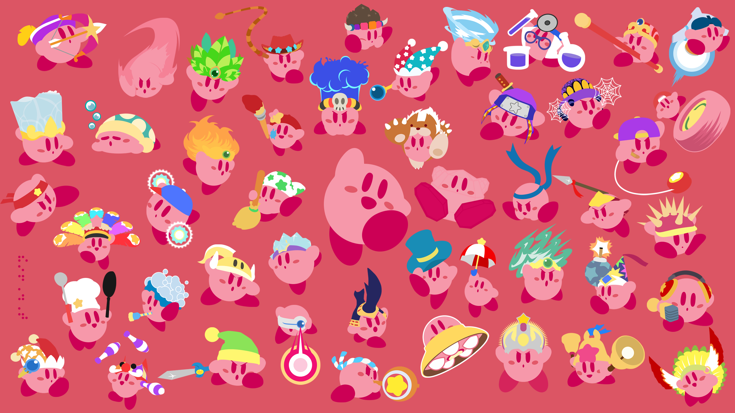 2560x1440 All Kirby Copy Abilities Background, Desktop