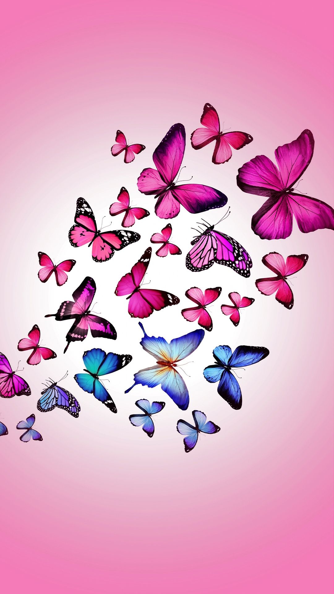 1080x1920 Pink Butterflies iPhone Wallpaper HD, Phone