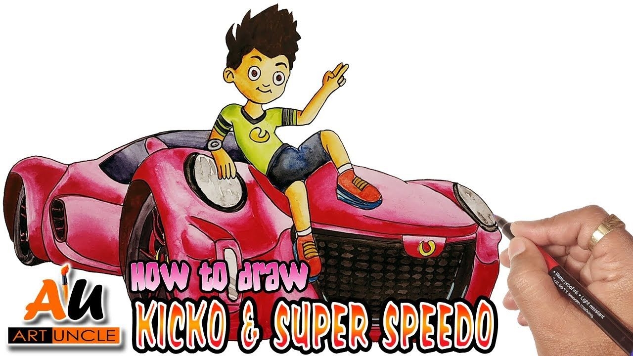 1280x720 HOW TO DRAW. KICKO AND SUPER SPEEDO CAR. STEP BY STEP. CARTOON ANIMATION DRAWING FOR KIDS, Desktop