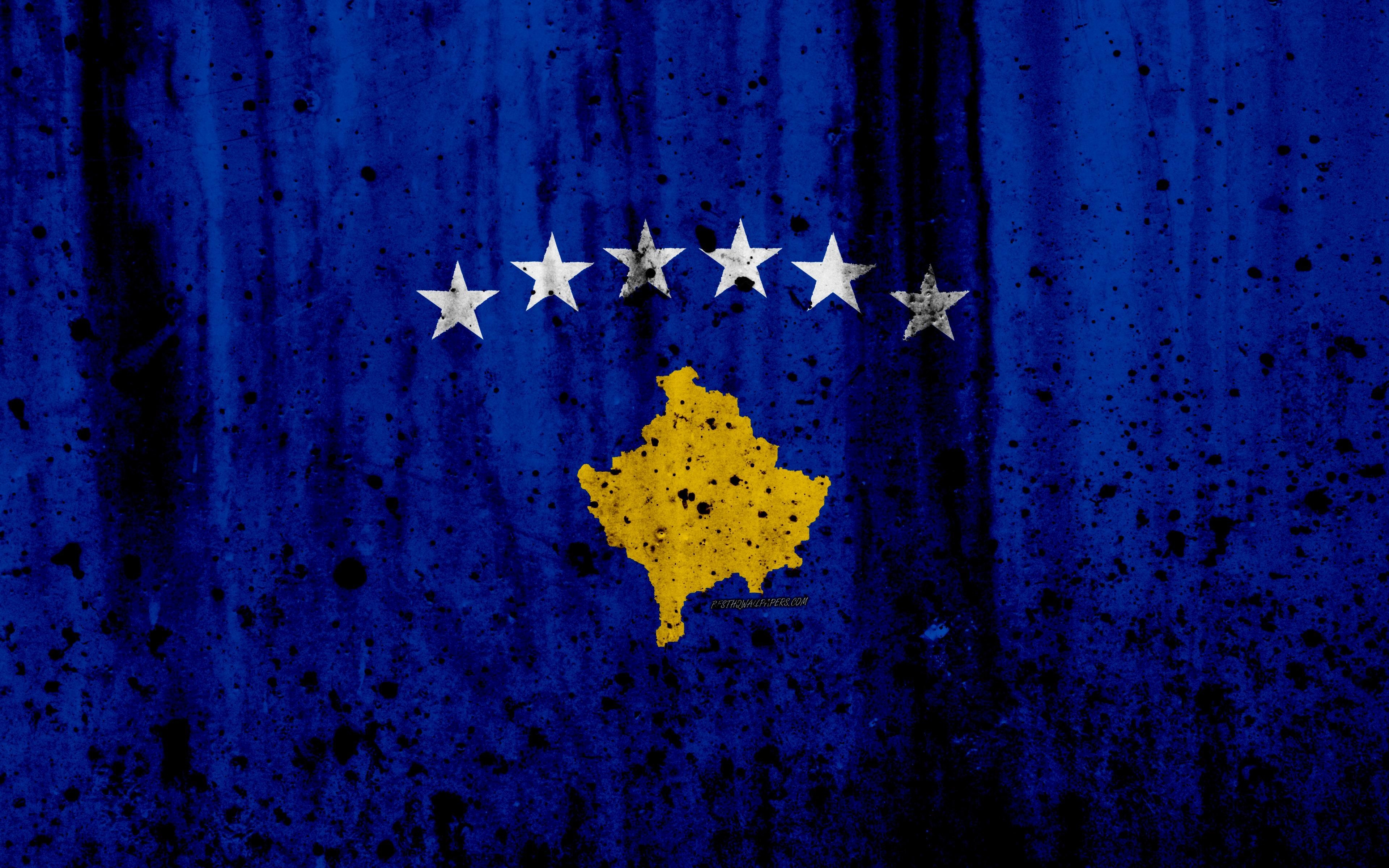 3840x2400 Download wallpaper Kosovo flag, 4k, grunge, flag of Kosovo, Europe, Desktop