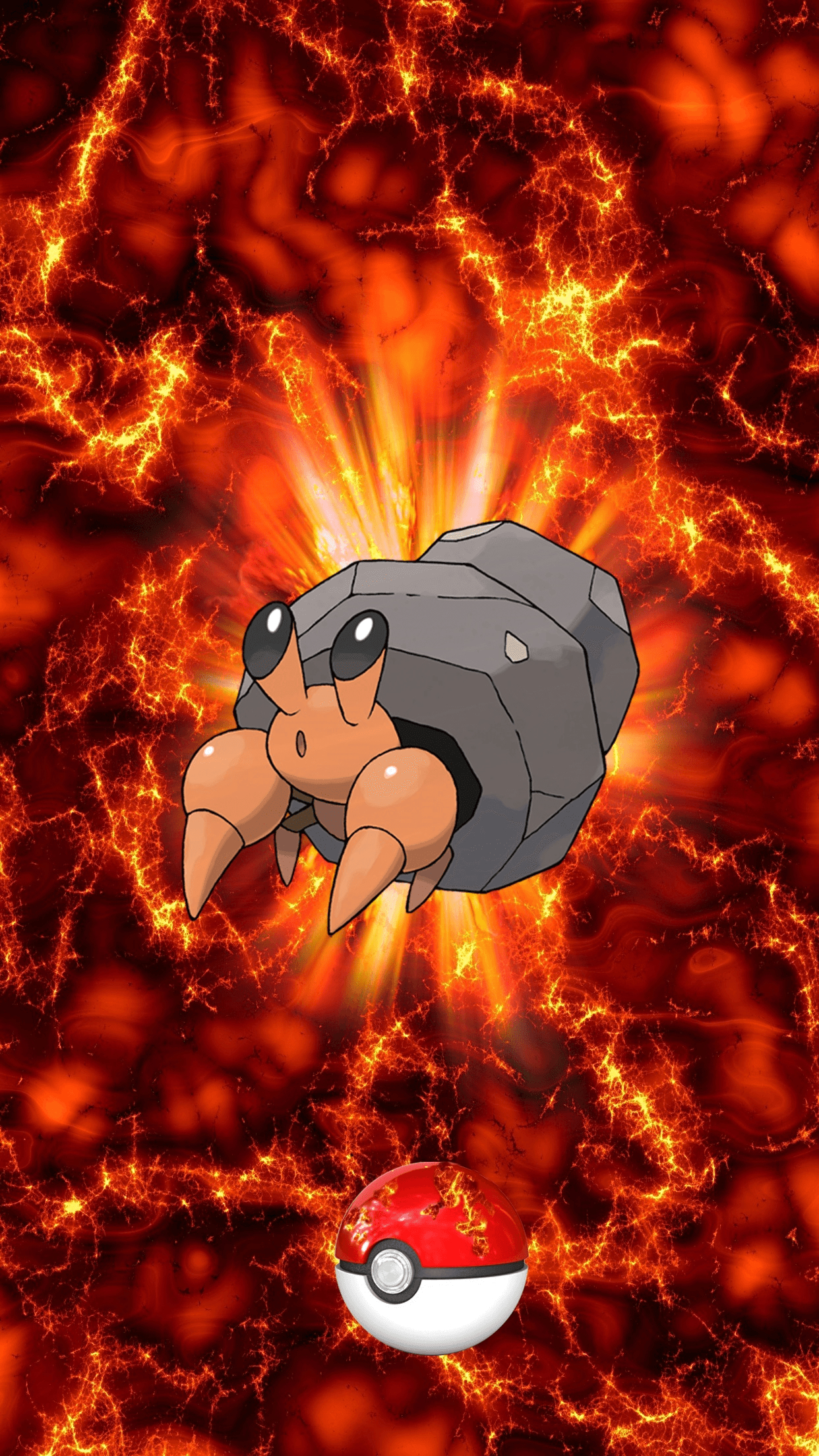 1250x2210 Fire Pokeball Dwebble Ishizumai 91 Egg, Phone