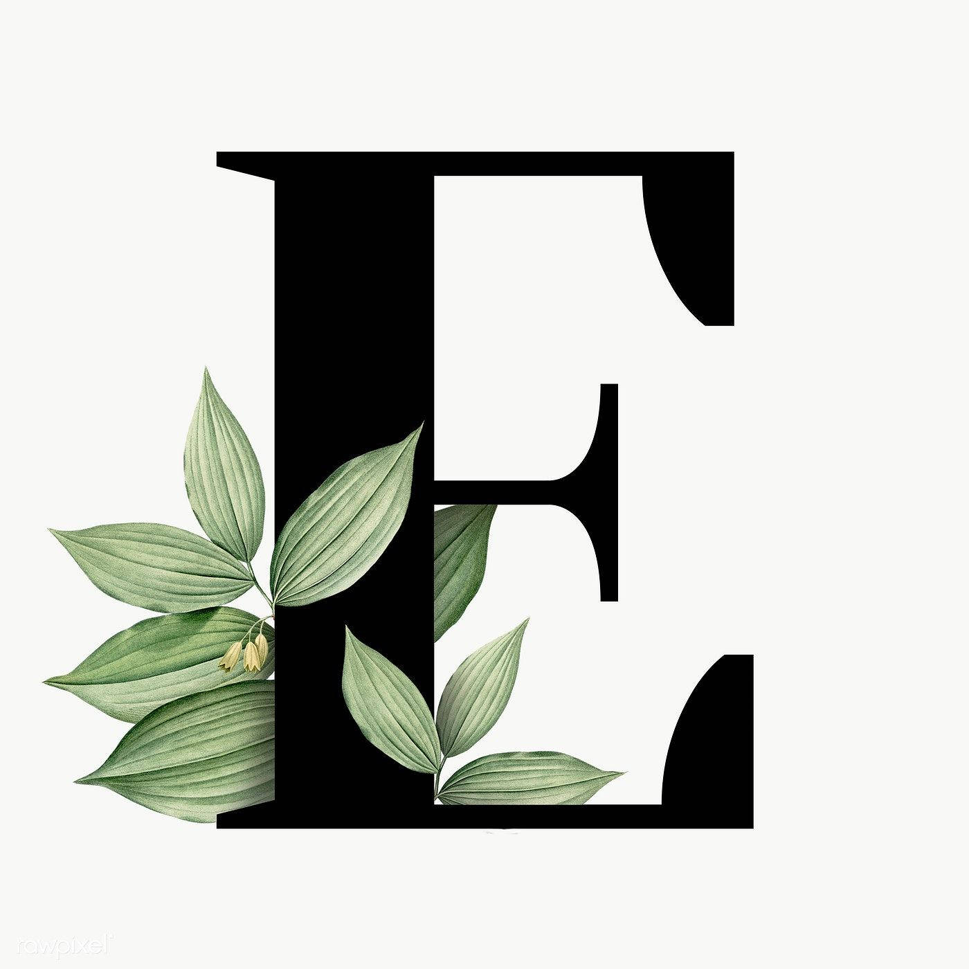 1400x1400 Download Black Letter E With Leaves Wallpaper, Phone