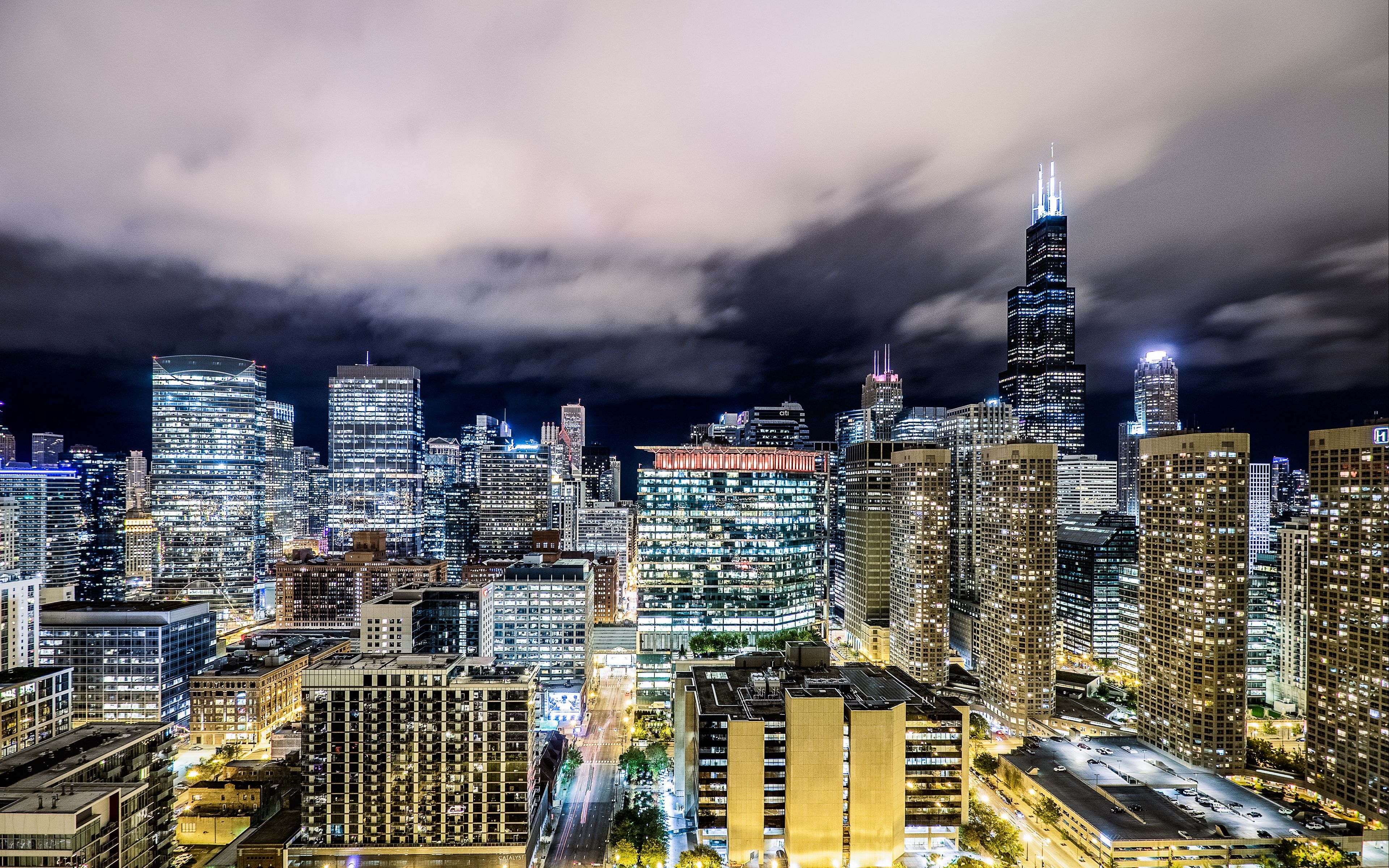 3840x2400 Download wallpaper  chicago, night city, skyscrapers, exposition 4k ultra HD 16:10 HD background, Desktop