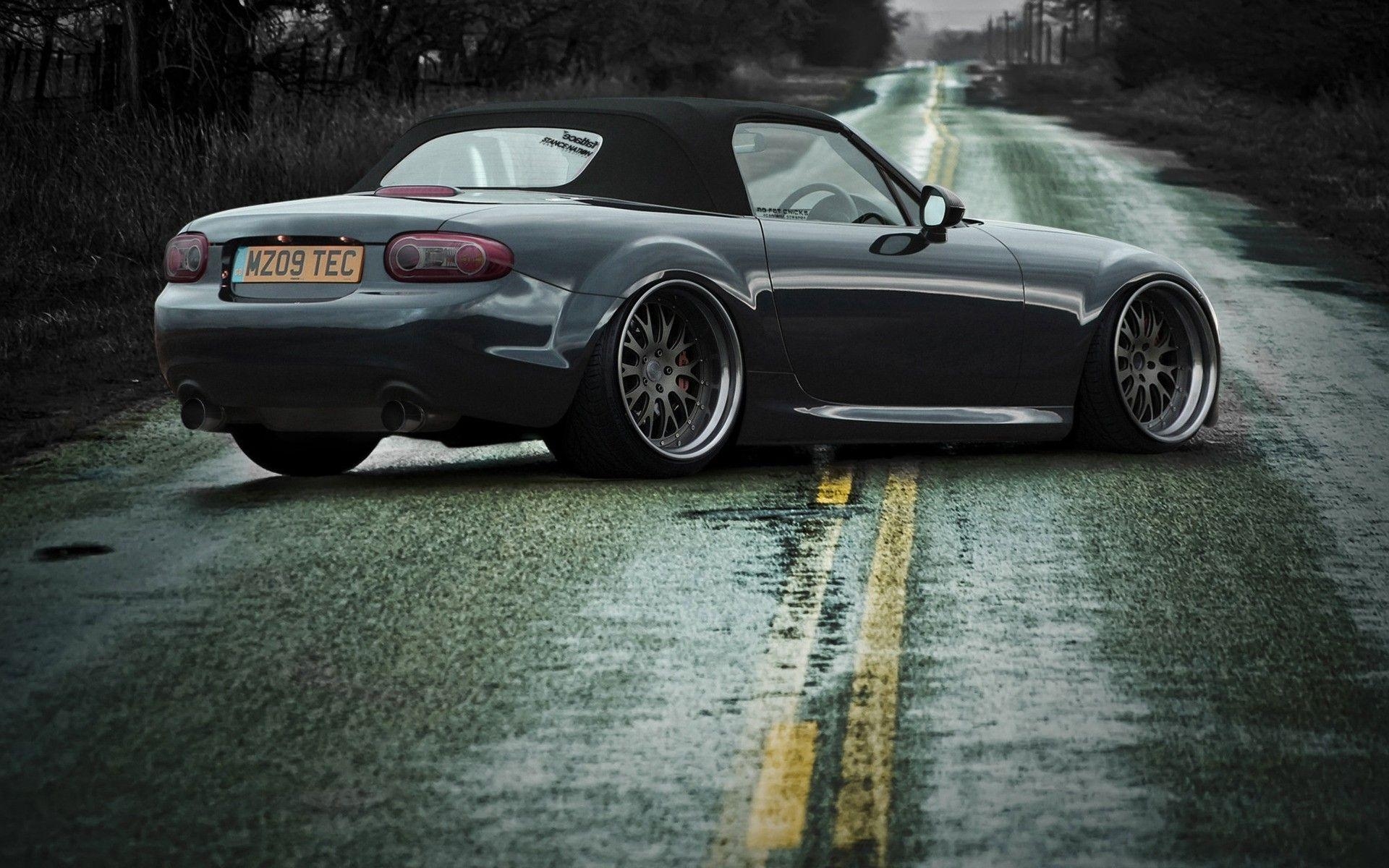 1920x1200 cars, roads, miata, tuning, mx- soft top, Mazda MX- rear angle, Desktop