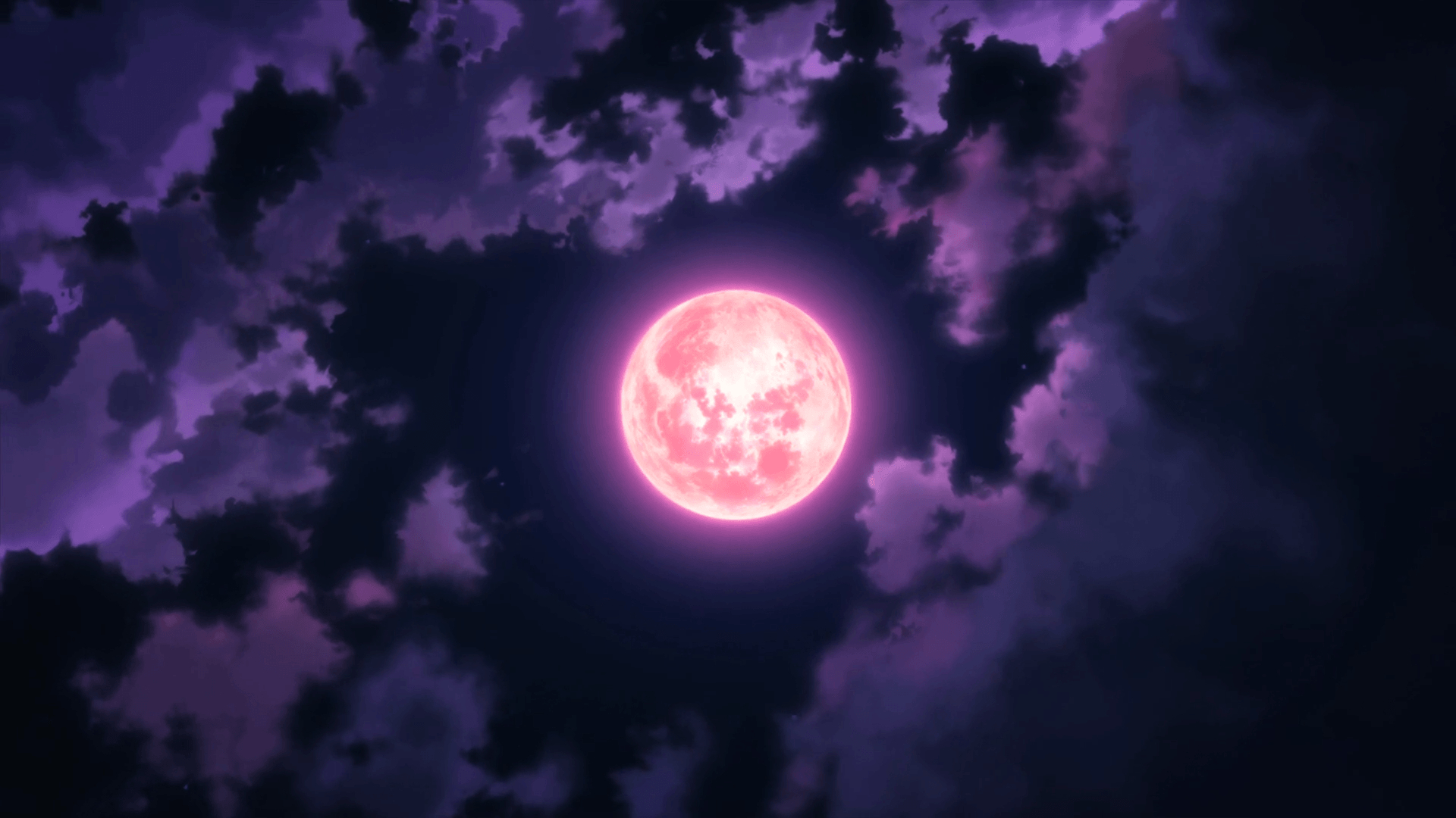 1920x1080 #anime, #night, #Moon, #sky, #clouds, wallpaper, Desktop