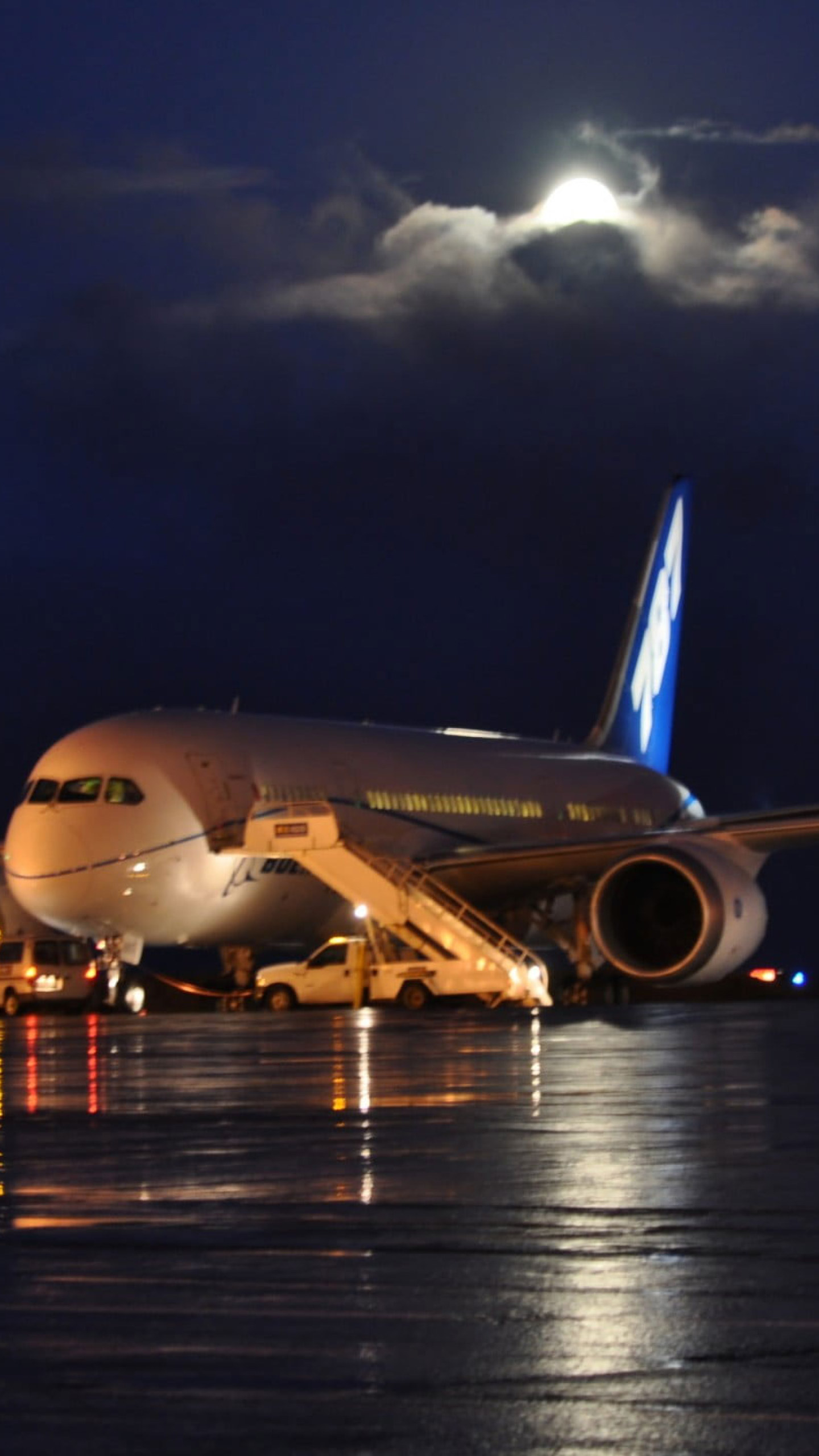 1440x2560 Wallpaper White Airplane, Night, Lights, Aircraft, Passenger • Wallpaper For You HD Wallpaper For Desktop & Mobile, Phone