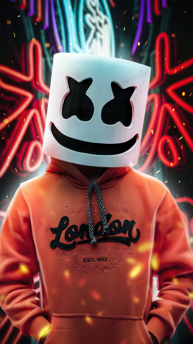 750x1340 Marshmello Orange Hoodie 4k iPhone iPhone 6S, iPhone 7 HD 4k Wallpaper, Image, Background, Photo and Picture, Phone