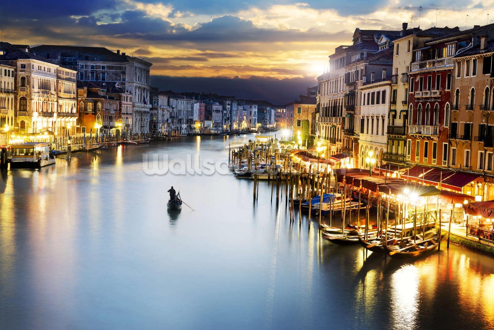 1600x1070 Grand Canal at Night, Venice Wallpaper Mural, Desktop