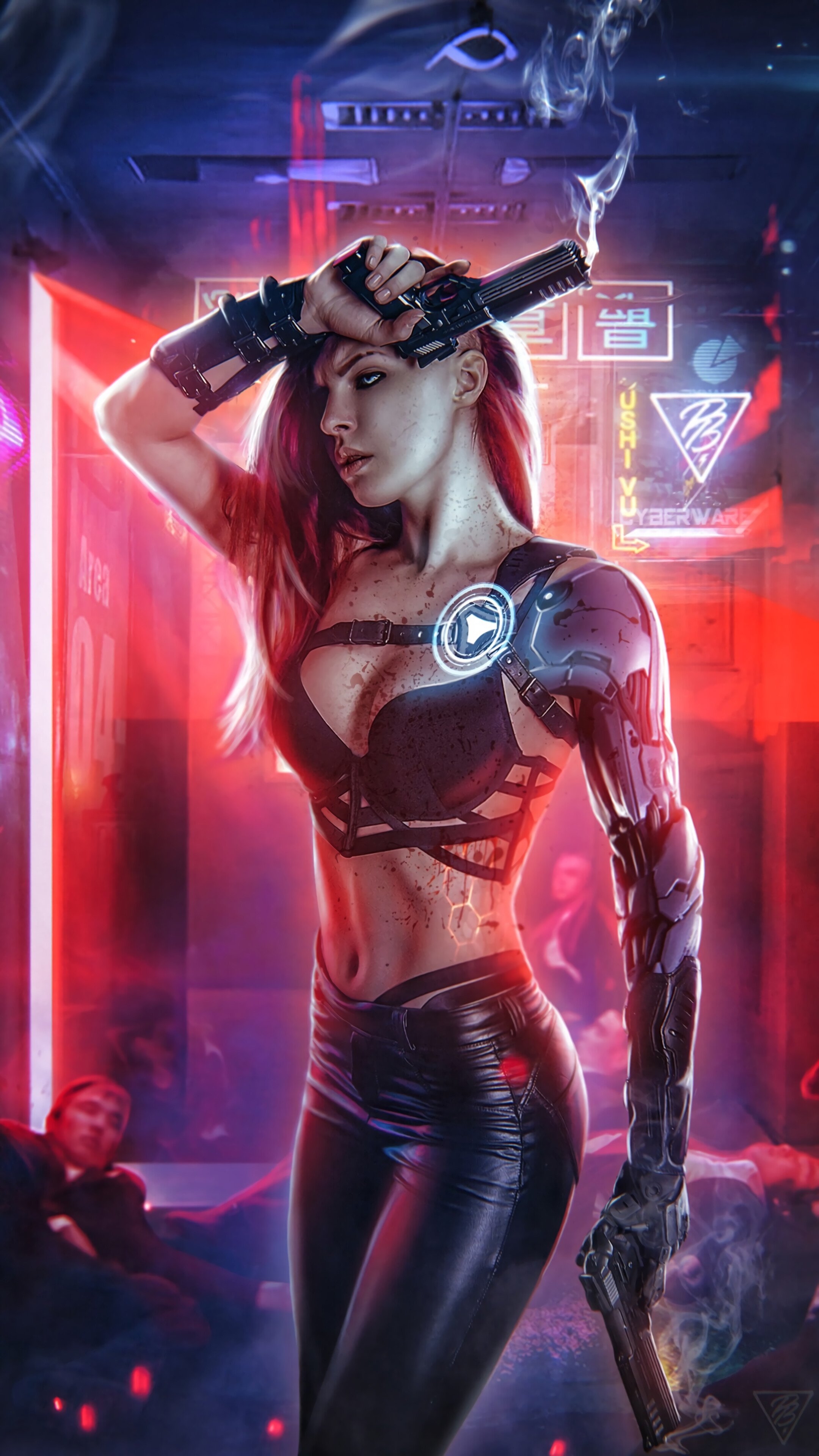 2160x3840 Cyberpunk, Girl, Pistol, Guns, Sci Fi, 4K Phone HD Wallpaper, Image, Background, Photo And Picture. Mocah HD Wallpaper, Phone