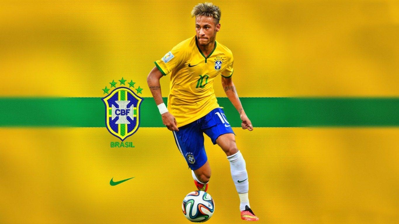 1370x770 HD Background Neymar Jr Brazil Flag Football Yellow Jersey Wallpaper, Desktop