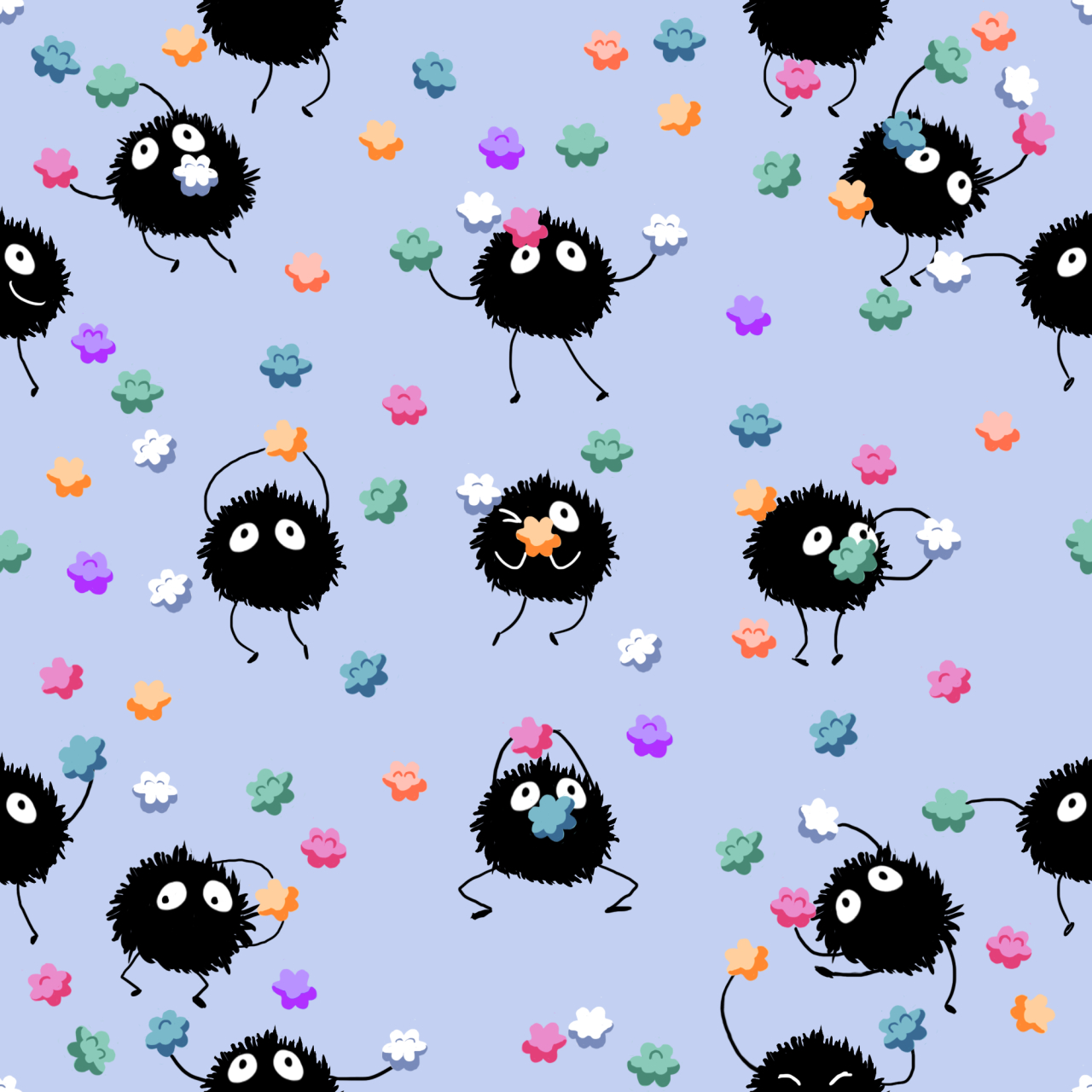 1280x1280 — Soot sprite and konpeito seamless wallpaper. They, Phone