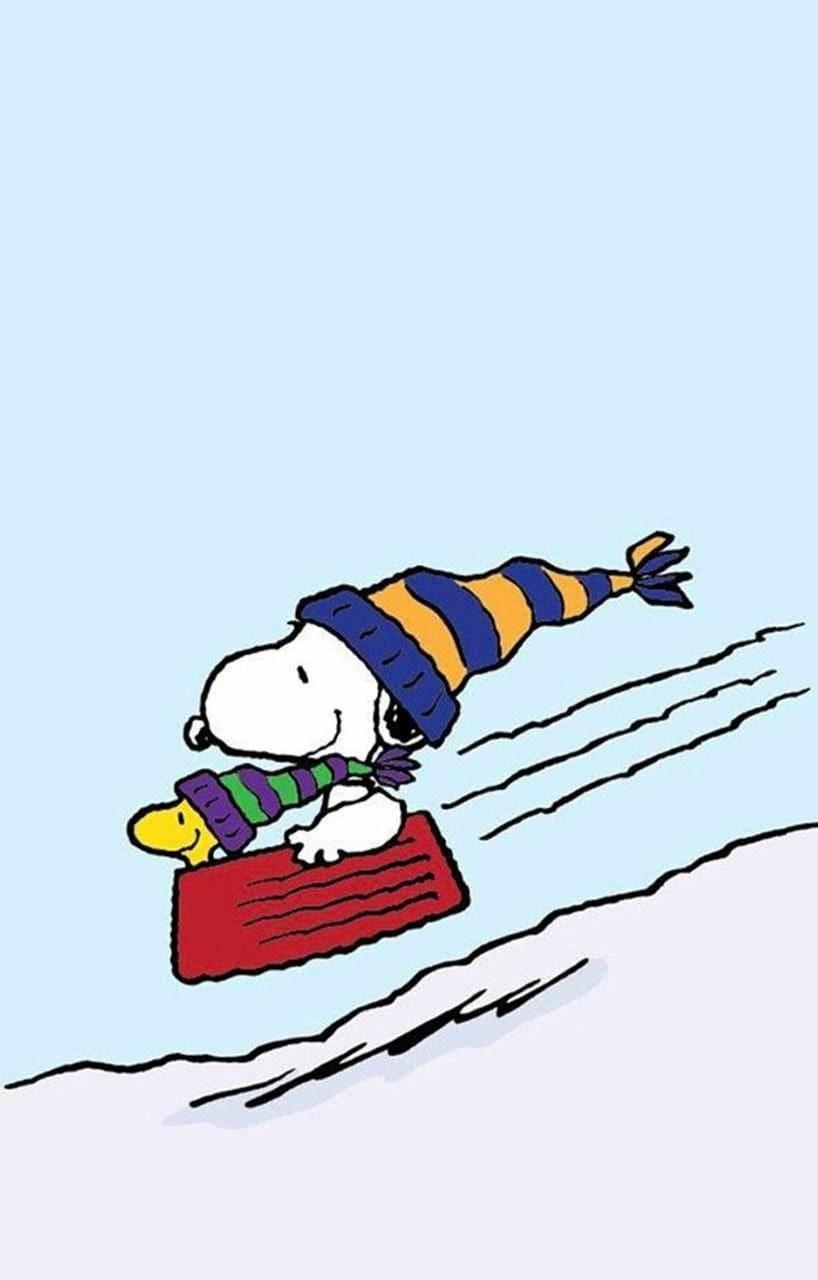 820x1280 Snoopy Sledding wallpaper, Phone