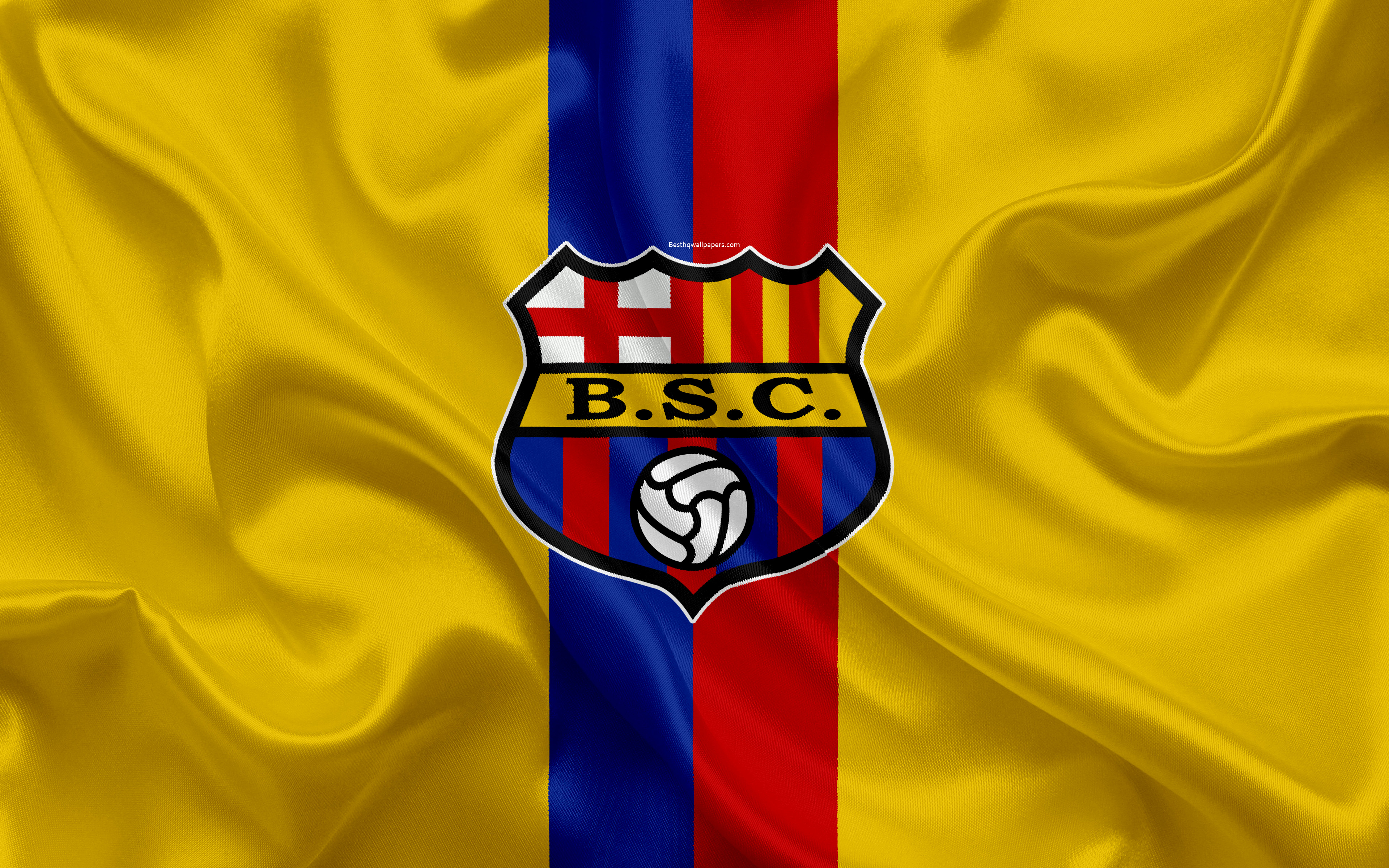 3840x2400 Download wallpaper Barcelona SC, 4k, Ecuadorian football club, silk texture, logo, yellow flag, emblem, Ecuadorian Serie A, Guayaquil, Ecuador, football, Primera A for desktop with resolution. High Quality HD picture wallpaper, Desktop