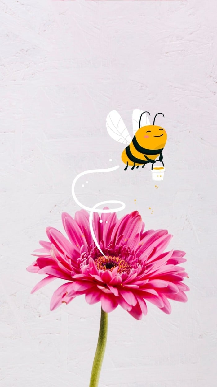 700x1250 Cute Bee Flower Mobile Wallpaper, Phone