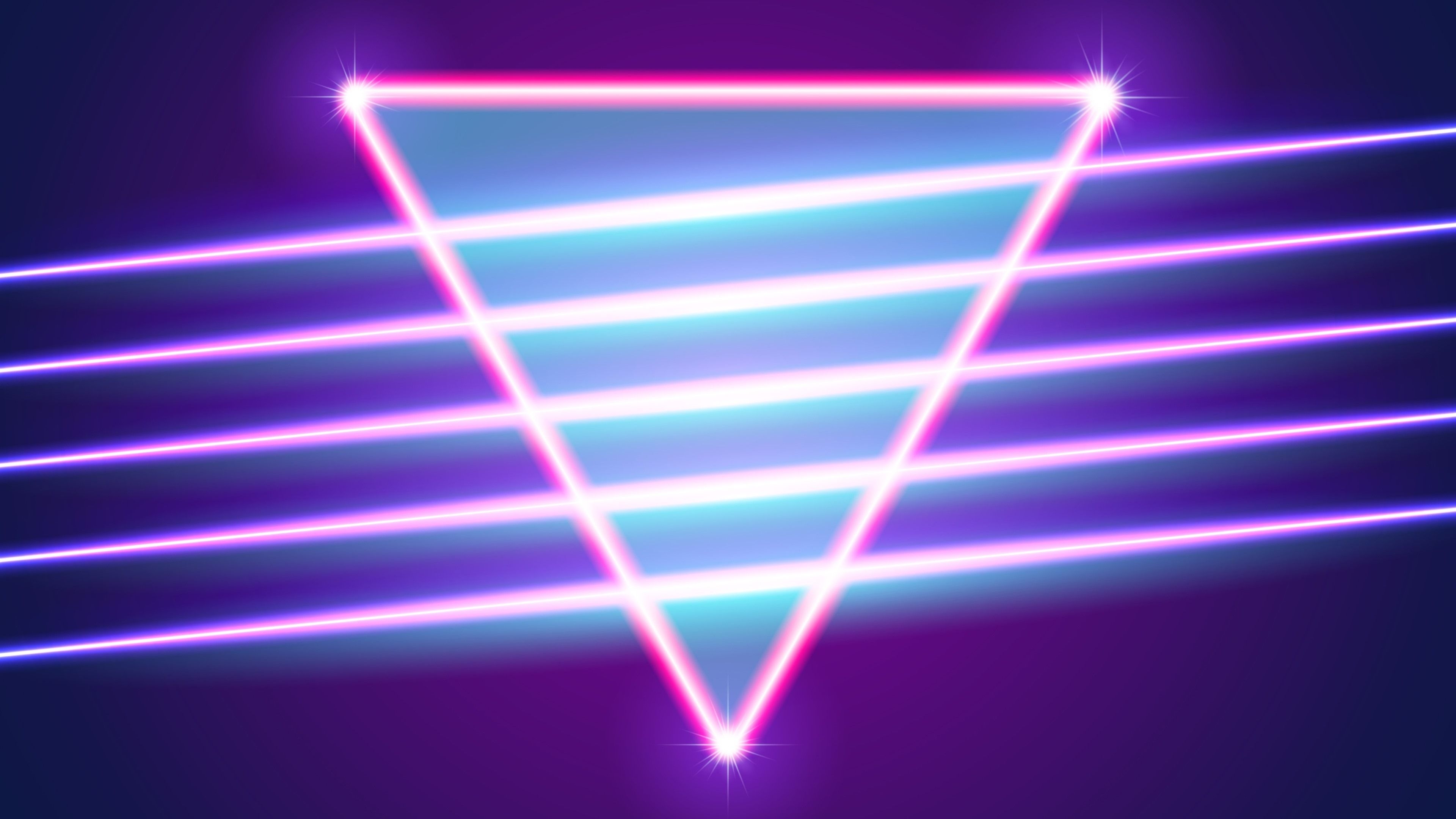 3840x2160 Wallpaper Neon triangle, abstract light  UHD 4K Picture, Desktop