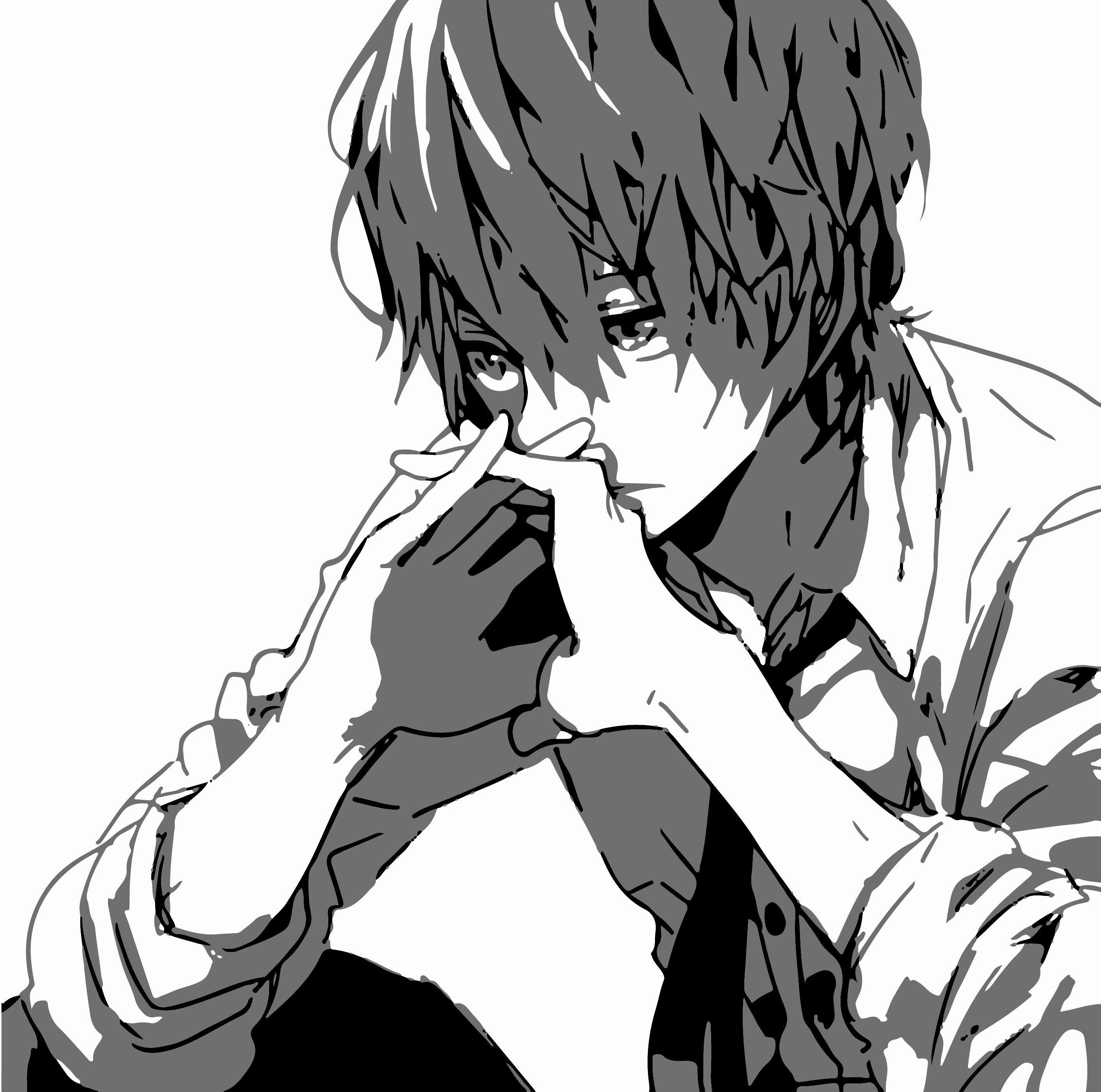 2830x2800 Anime Boy Sad, Desktop