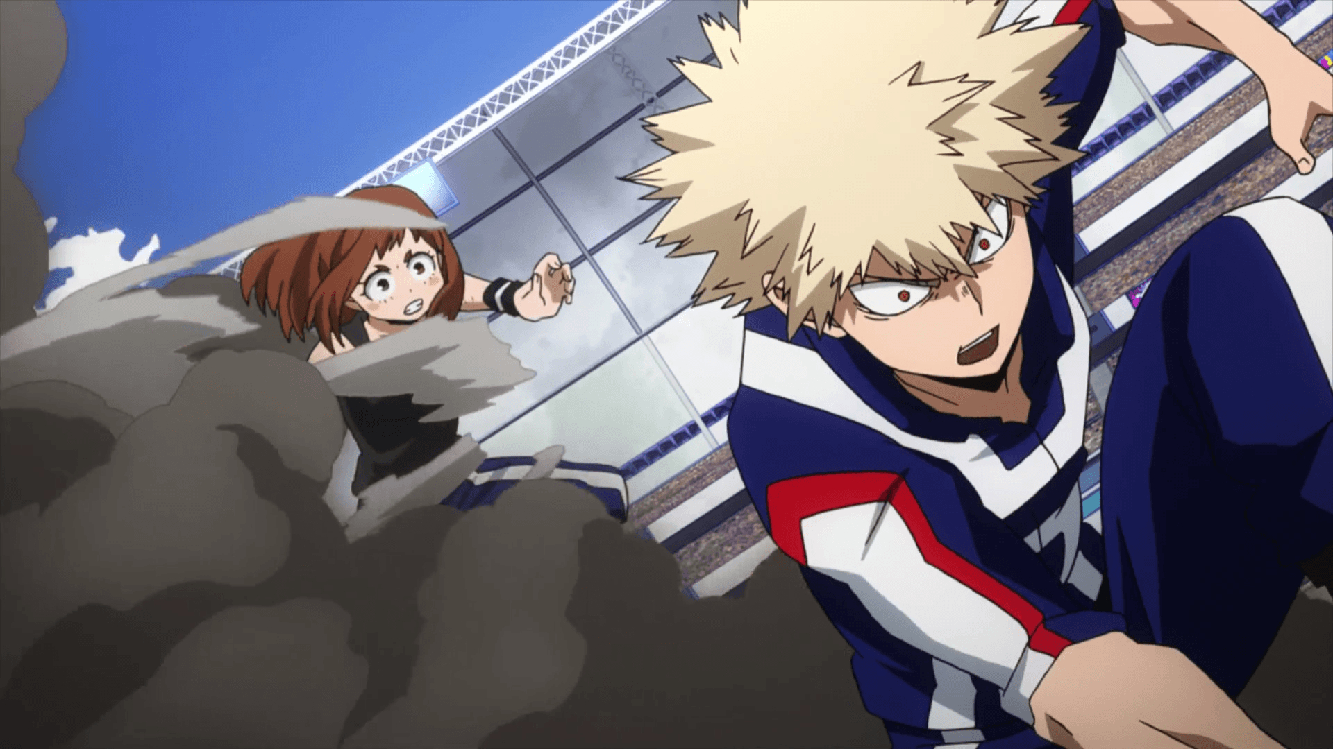 1920x1080 Katsuki Bakugo vs. Ochaco Uraraka. My Hero Academia, Desktop