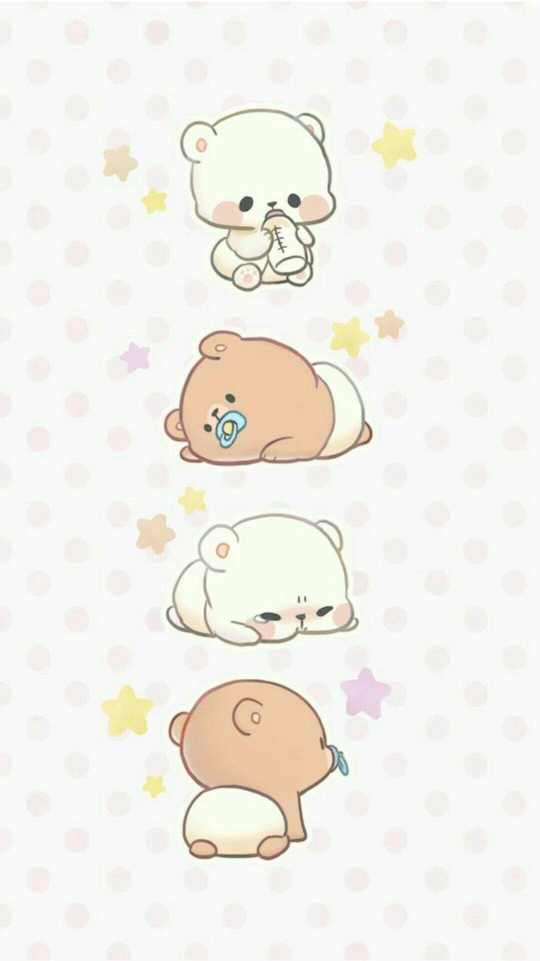 1080x1930 Baby Milk & Baby Mocha :3. Kartun, Gambar hewan lucu, Gambar lucu, Phone