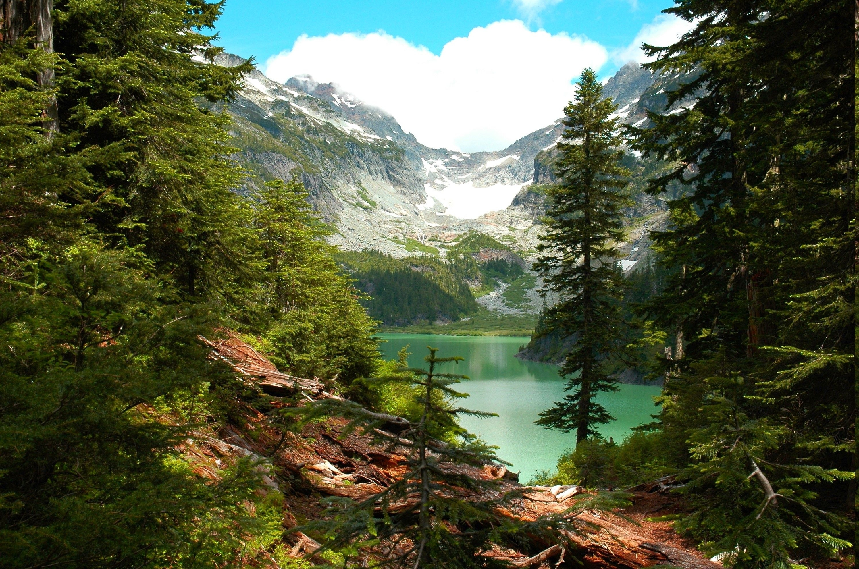 2990x1990 lake, Forest, Mountain, Washington State, Trees, Cliff, Water, Desktop