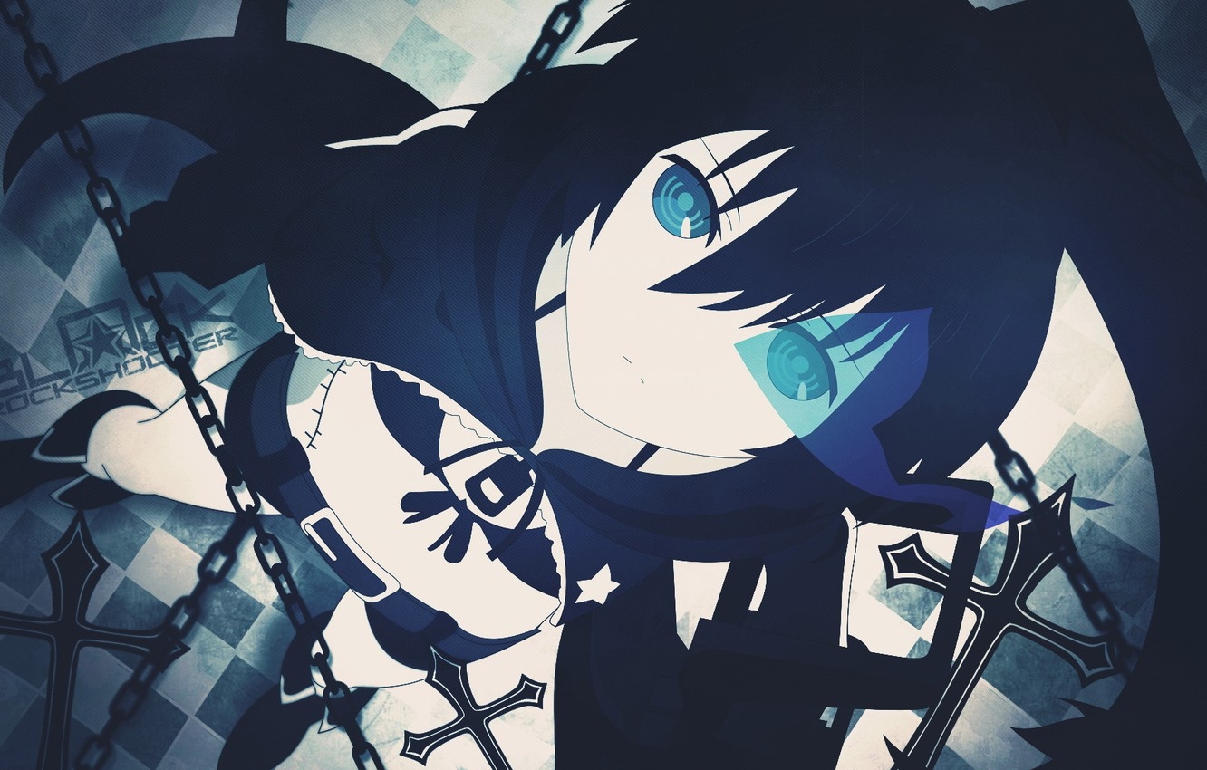 1340x850 Wallpaper anime, art, girl, chain, black rock shooter, glowing eyes image for desktop, section прочее, Desktop