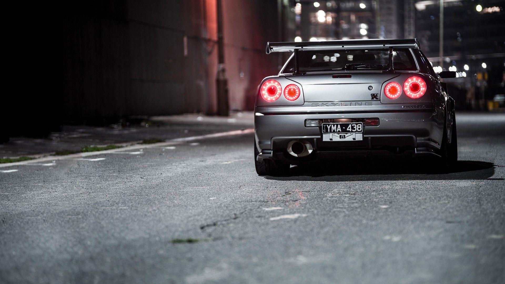 1920x1080 Night, Supercars, Nissan Skyline, Nissan Skyline R34 GT R, Cities, Desktop