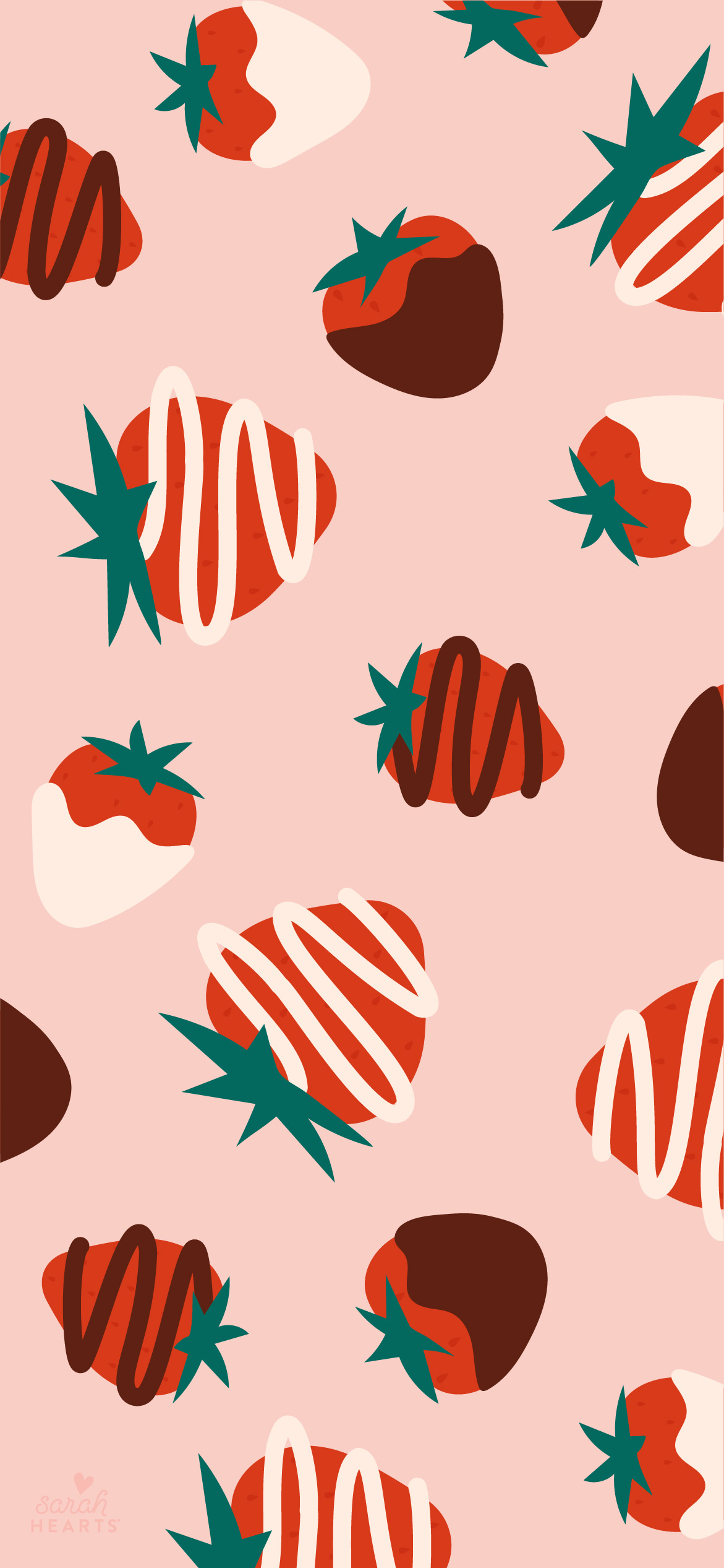 1180x2540 February 2022 Chocolate Dipped Strawberry Calendar Wallpaper, Phone