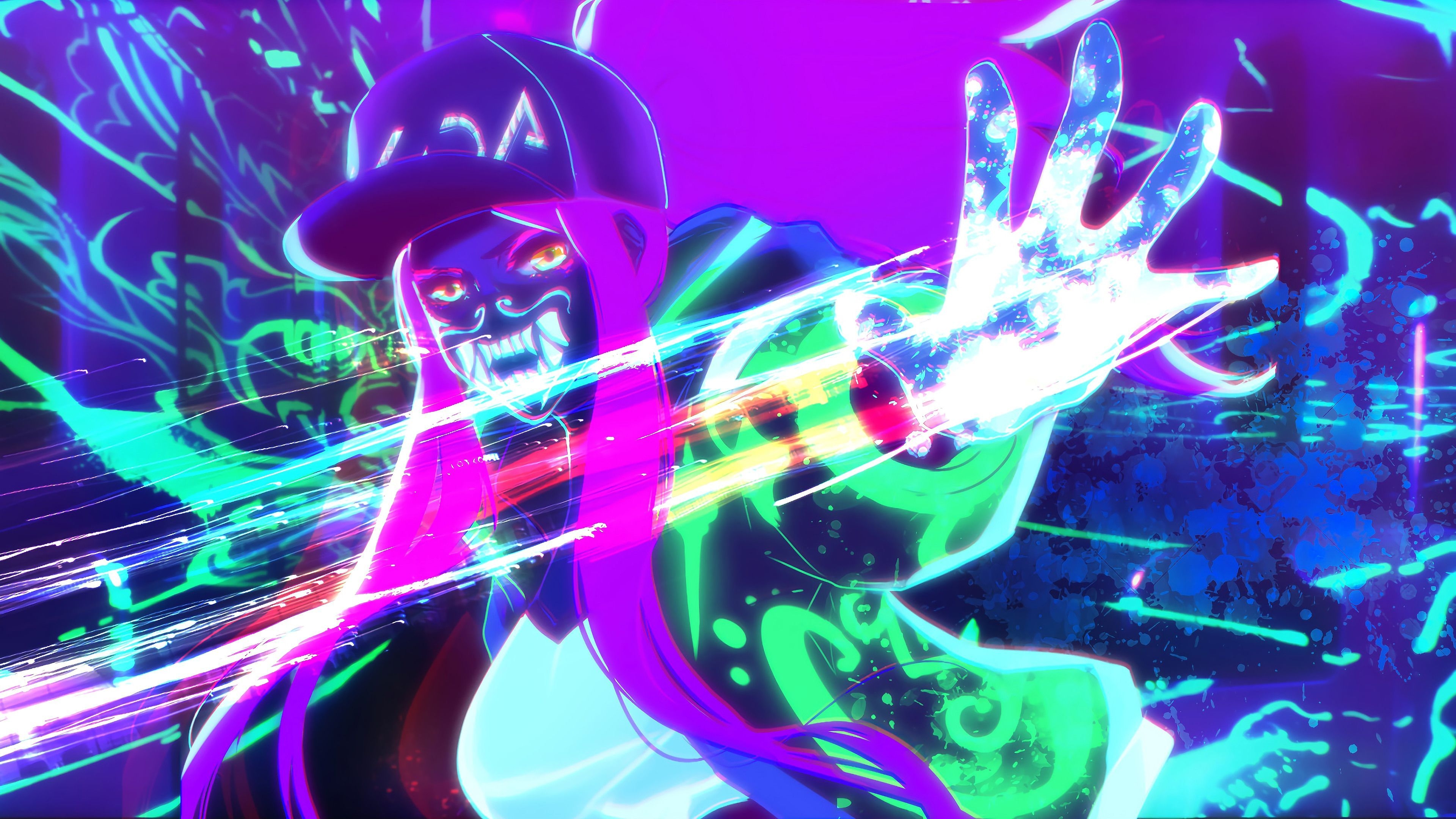 3840x2160 K DA Akali Neon Mask LoL League Of Legends 4K. Lol League Of Legends, League Of Legends, Neon Wallpaper, Desktop