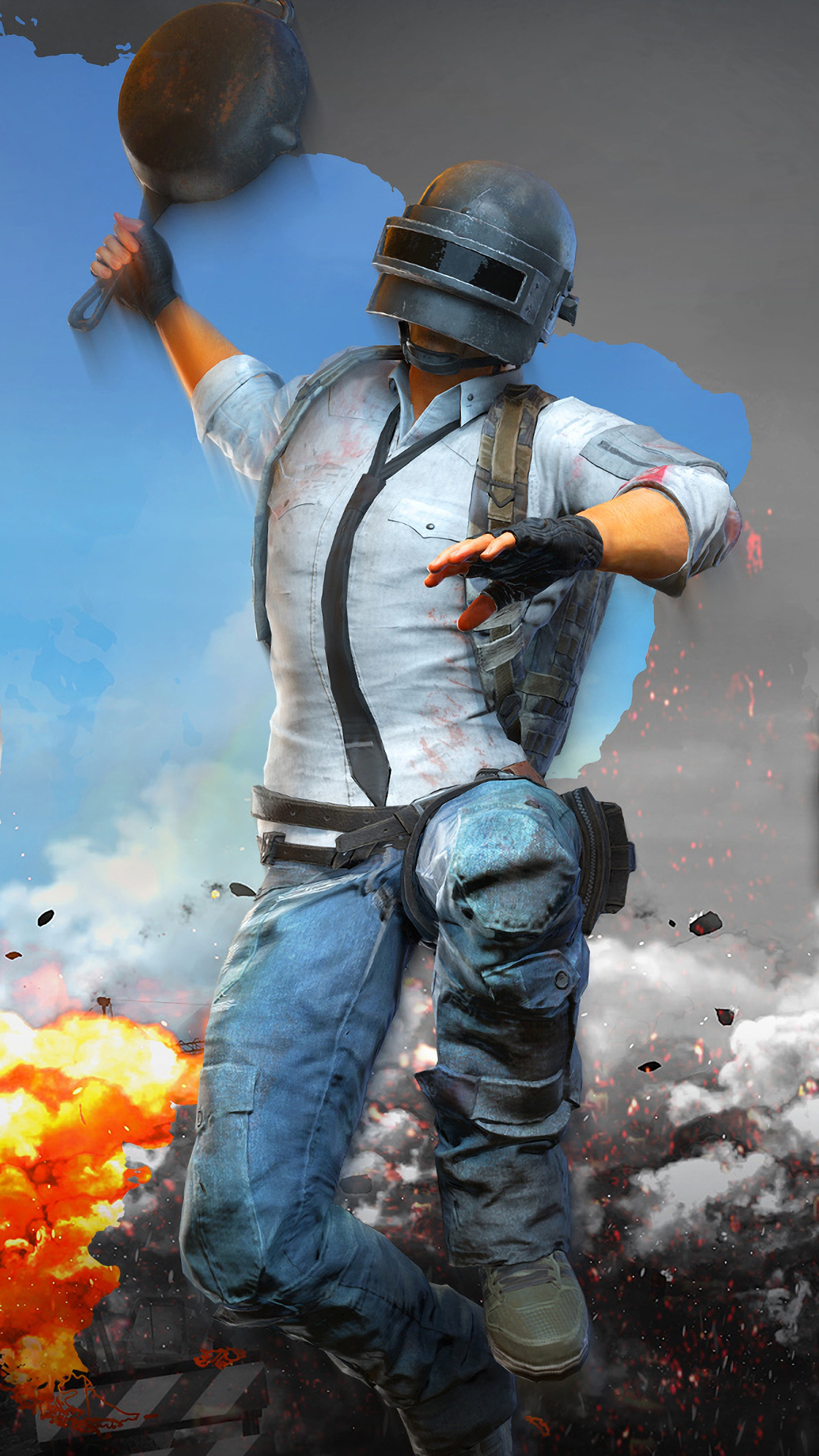 2160x3840 Download PUBG Helmet Guy Attacking With Pan Free Pure 4K Ultra HD, Phone