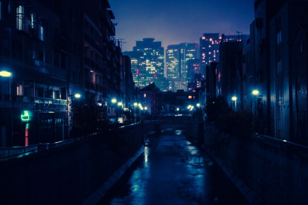 1220x810 Anime Night City Background, Desktop