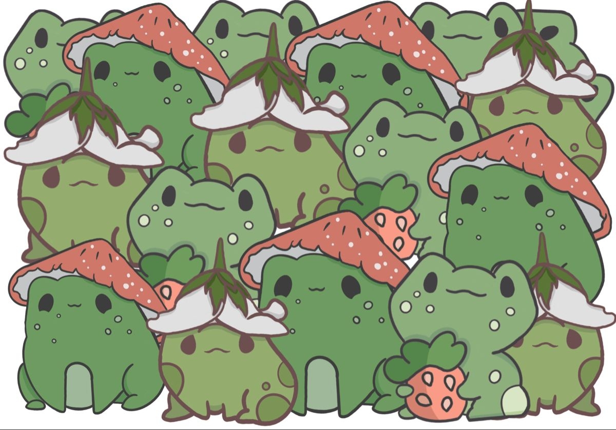 1200x840 Frogs Galore! Mushroom Flower Strawberry cottagecore on Etsy. Frog wallpaper, Frog art, Frog drawing, Desktop