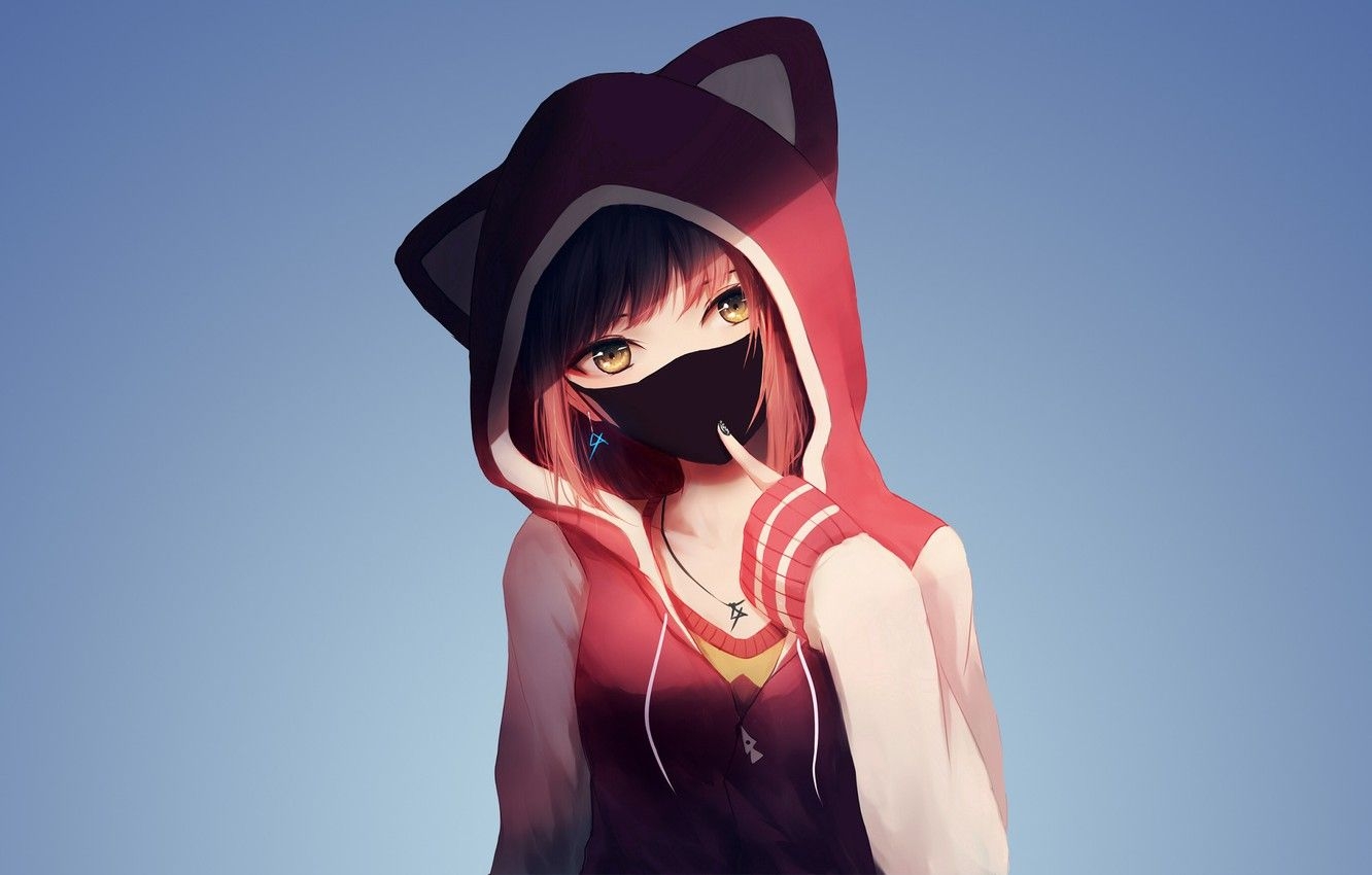 1340x850 Wallpaper Pink, Girl, Art, Anime, Shadow, Urban style, Cute, Desktop