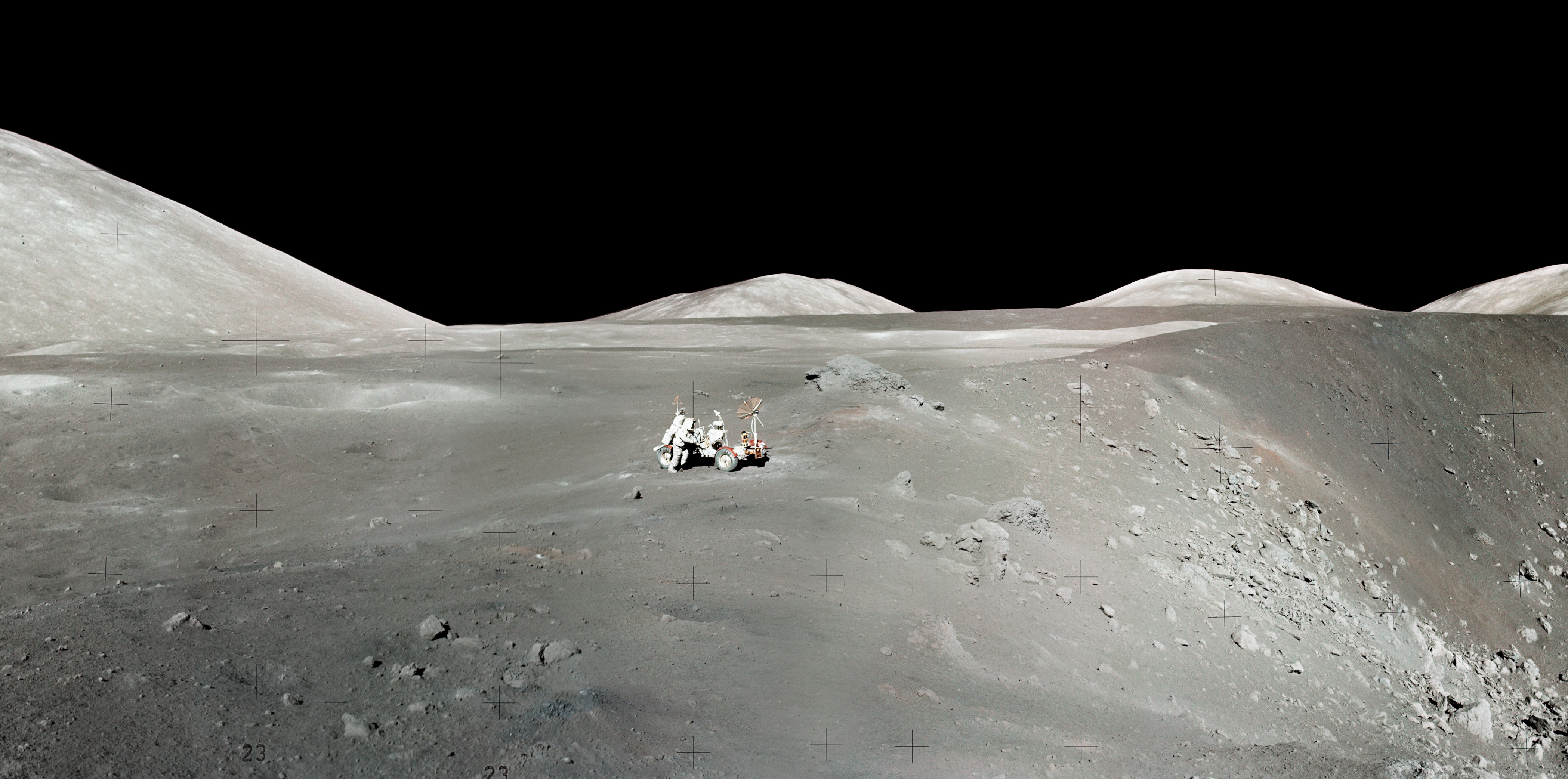 4200x2090 Apollo 17 Astronaut's Snapshot Of Taurus Littrow Valley, Dual Screen