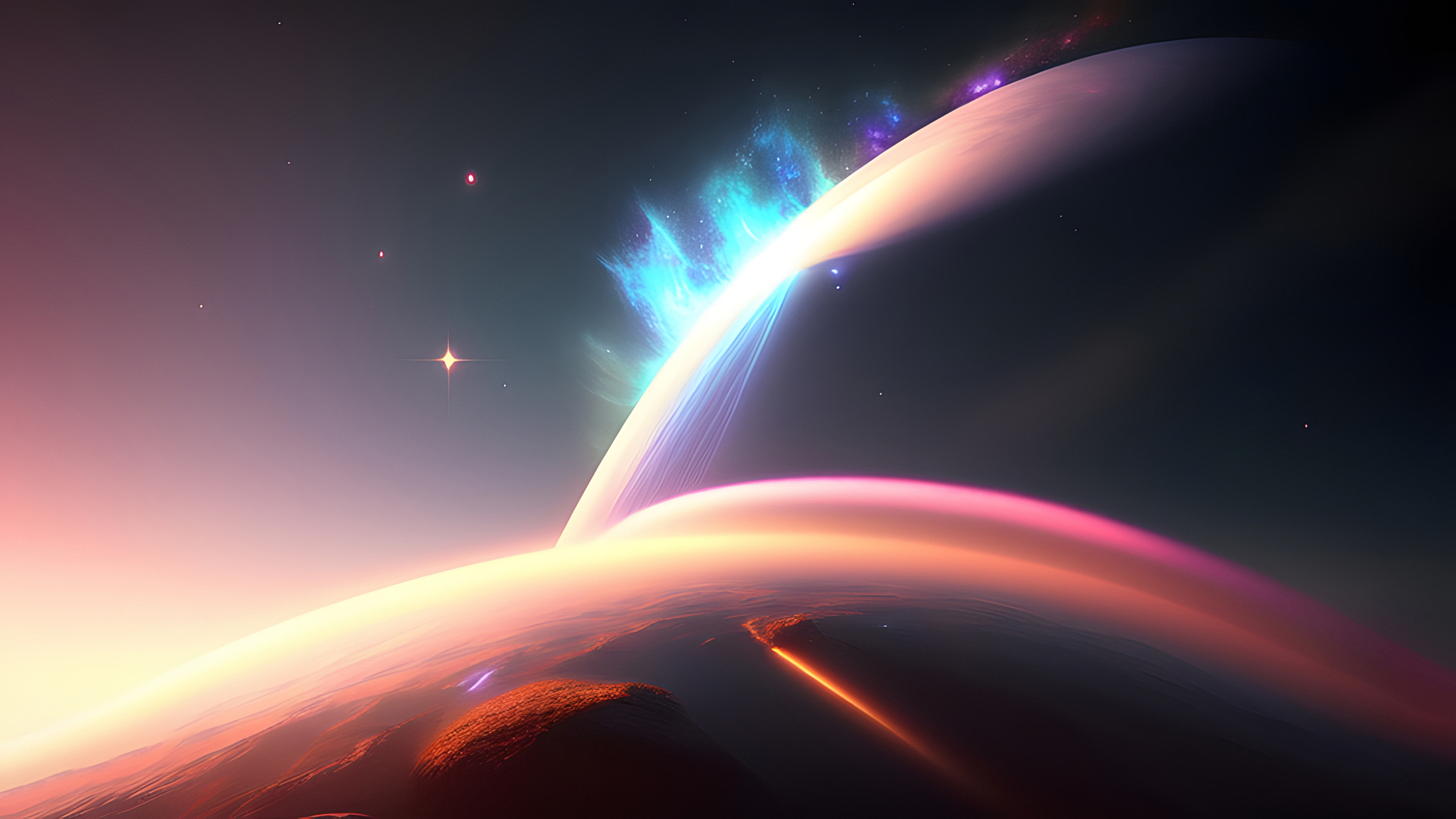 3840x2160 Wallpaper, Stable Diffusion, 4k, ai art, universe, planet, space, stars, Desktop