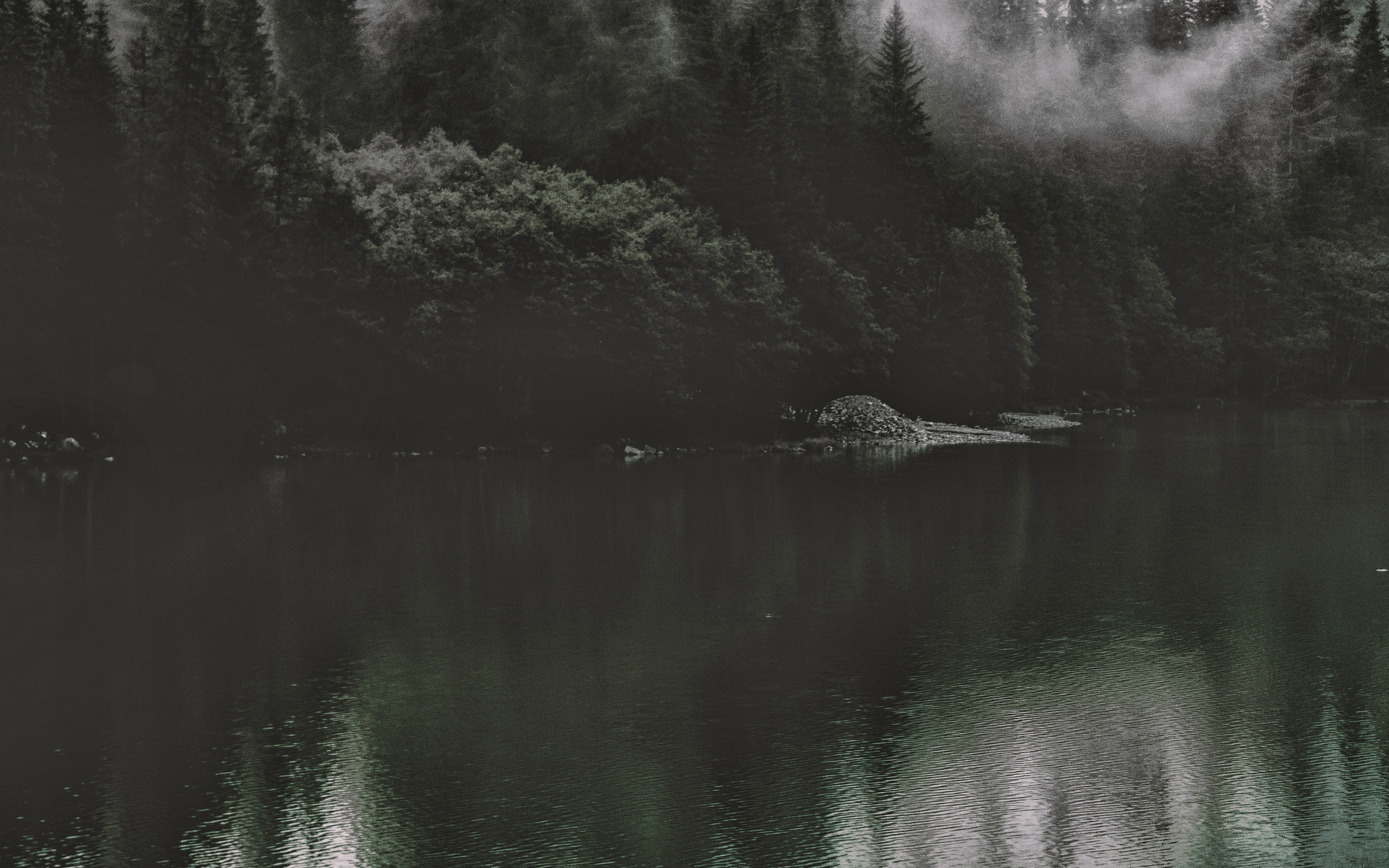 3840x2400 Lake Mountain Water Dark Nature Wallpaper, Desktop