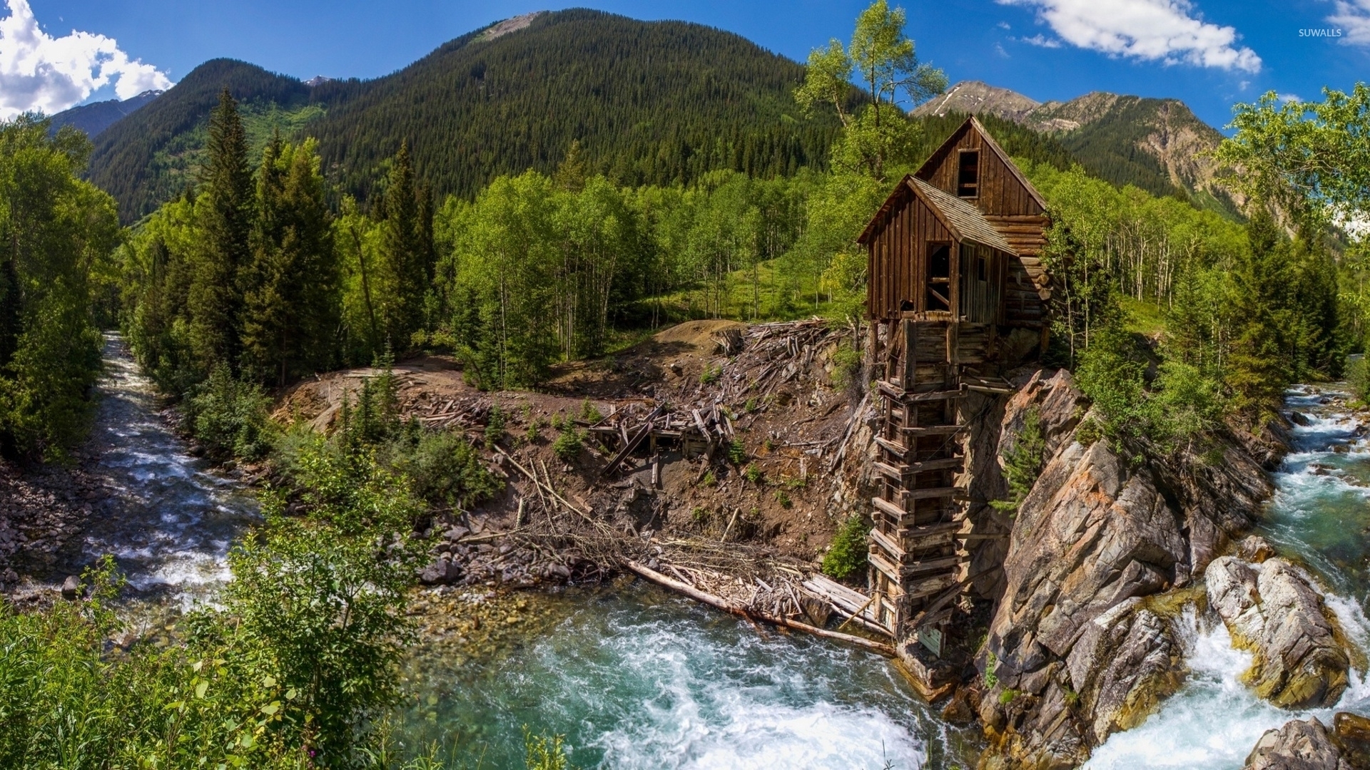 1920x1080 Colorado water mill river forest trees mountains wallpaper Gallery, Desktop