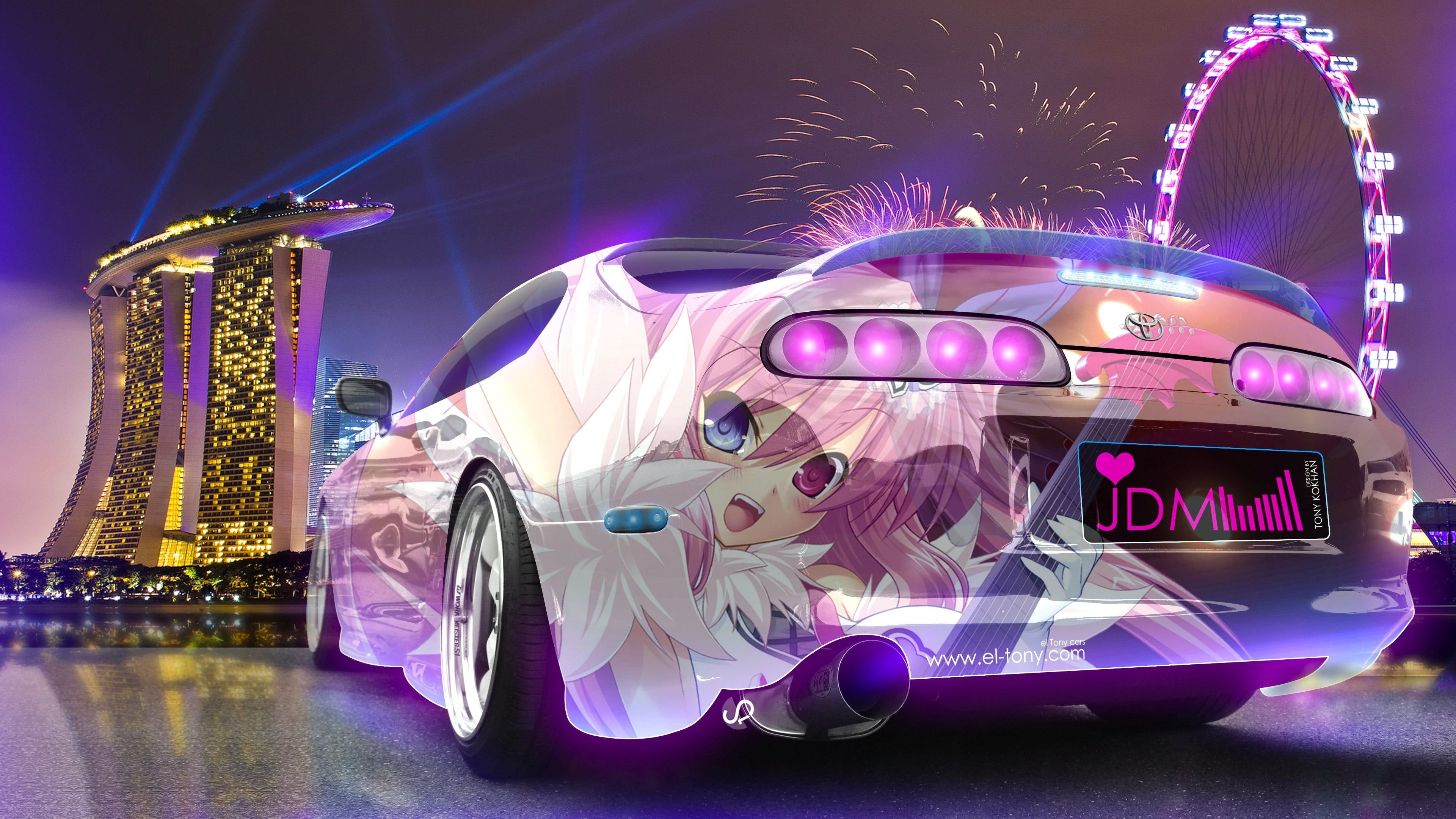 3840x2160 animated character printed white coupe wallpaper Super Car Tony Kokhan #colorful Toyota Supra #JDM #anime K #wallpap. Toyota supra, Toyota supra mk Japan cars, Desktop
