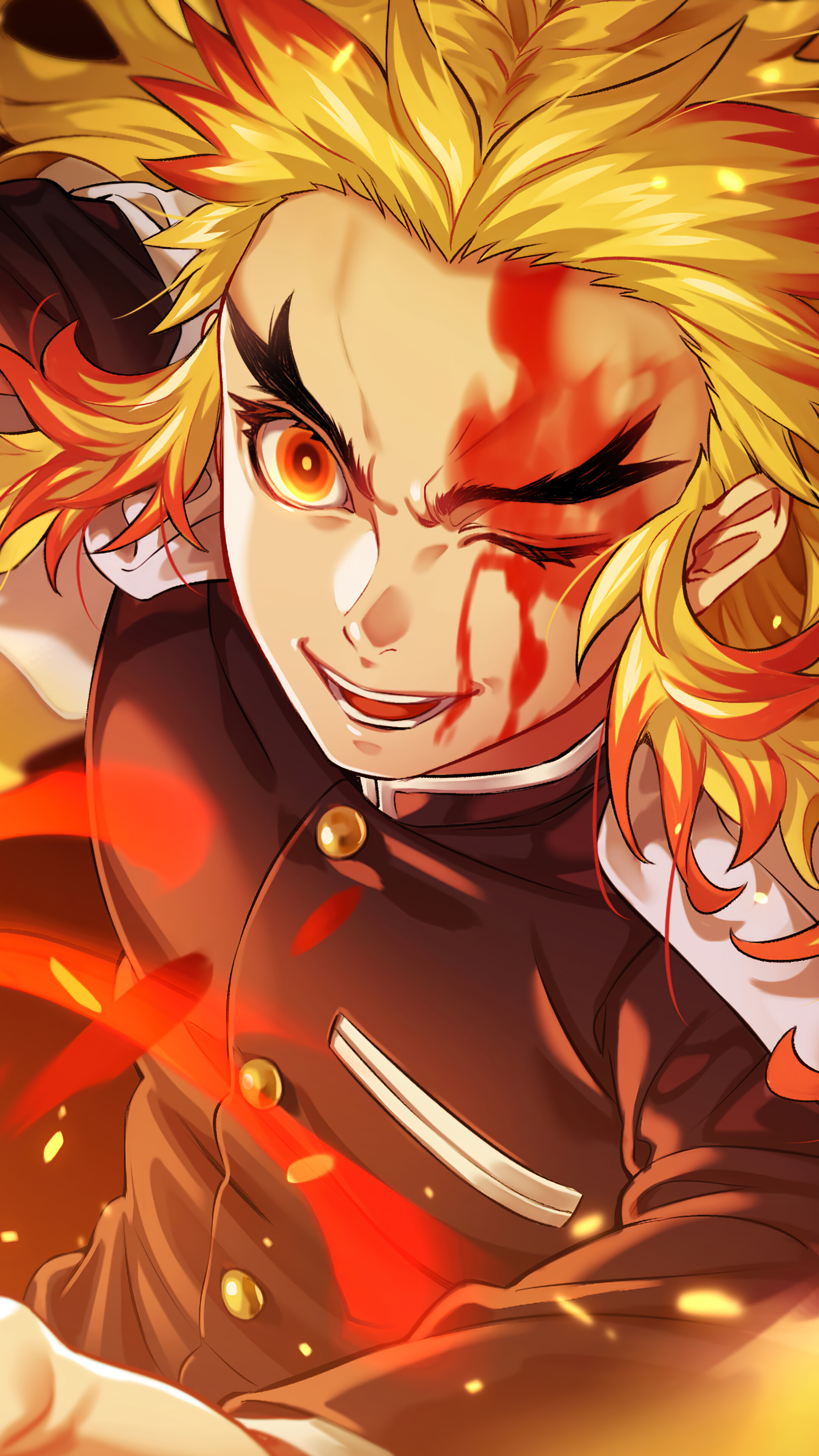 2160x3840 Kyojuro Rengoku Flame Hashira Demon, Phone