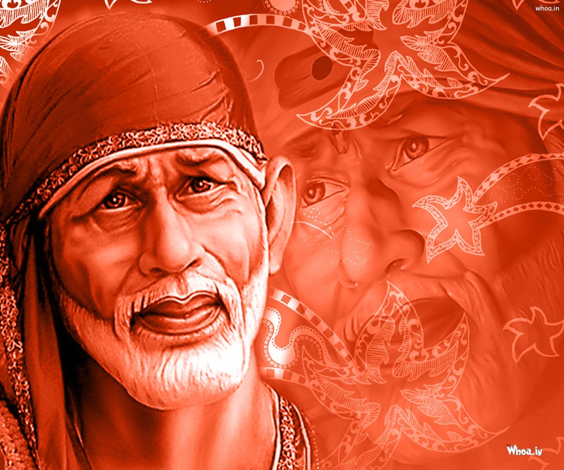 1920x1600 Shirdi Sai Baba 3D With Red Background HD Wallpaper, Desktop