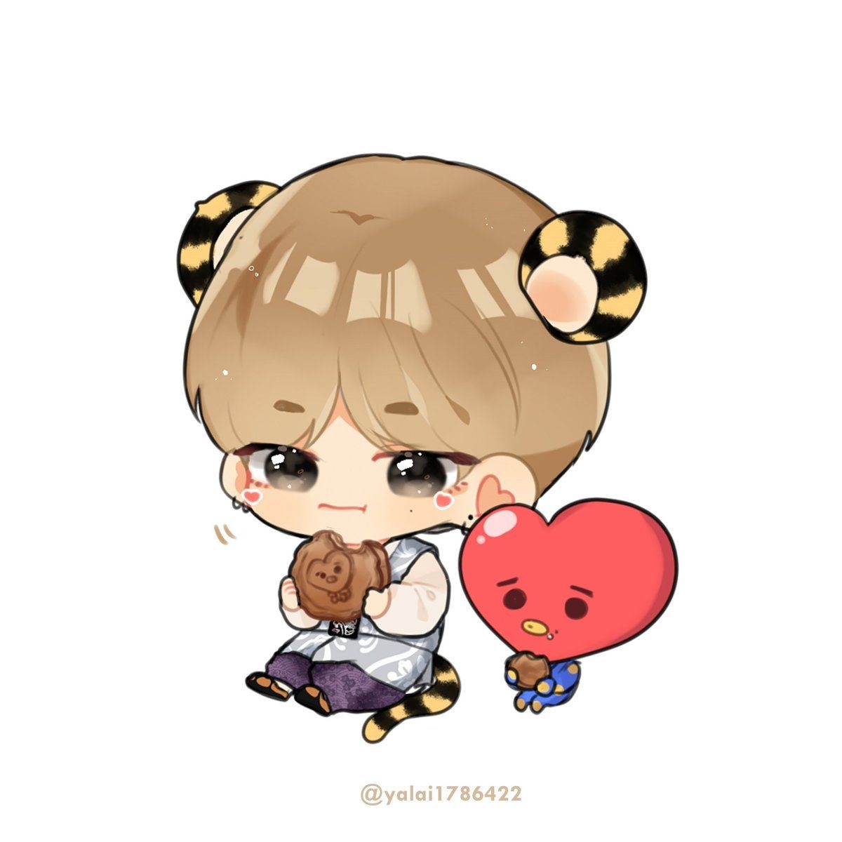 1200x1200 Tiger Tae and Tata. Taehyung fanart, Cute anime chibi, Bts chibi, Phone