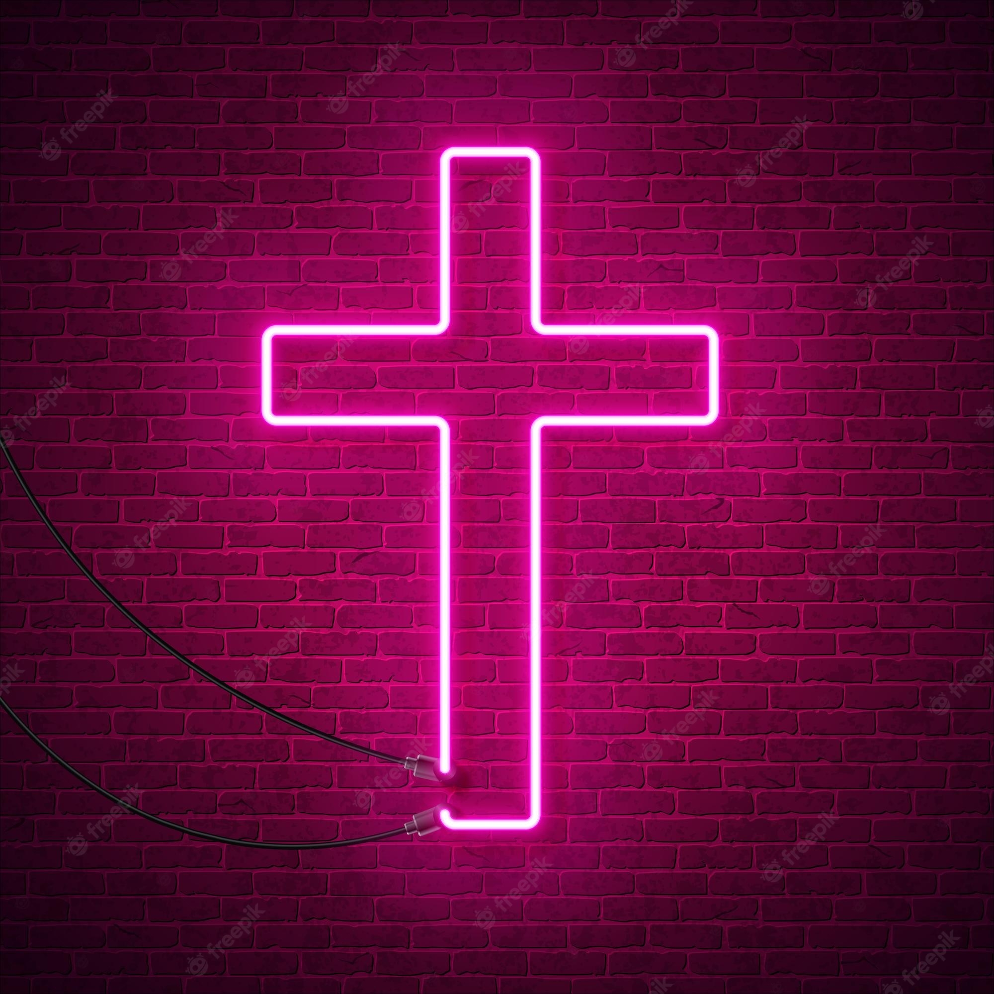 2000x2000 Neon Cross Image, Phone