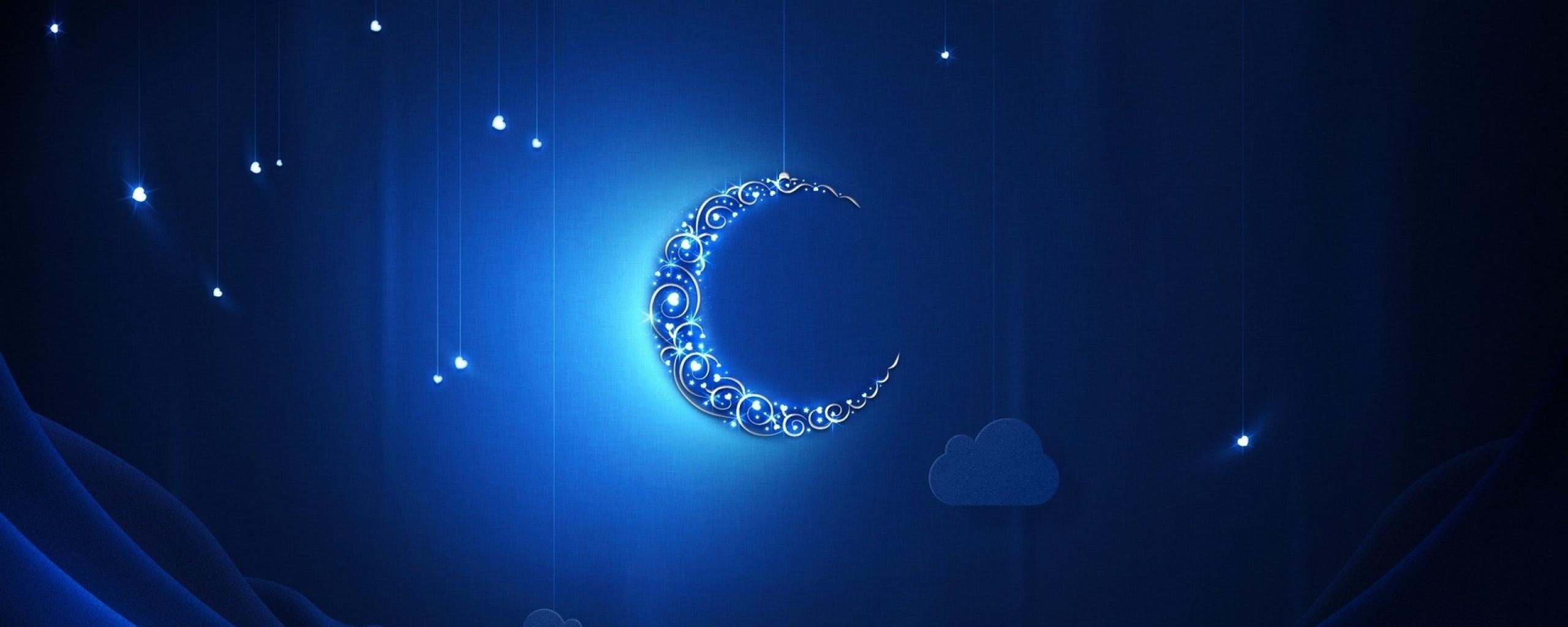 2560x1030 px Crescent Moon Wallpaper, Dual Screen